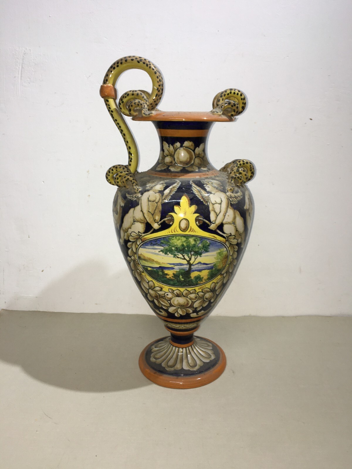 Ceramica Decorativa: Anfora Con Paesaggio E Angeli, Barraud Messeri (Bmc), Sesto Fiorentino