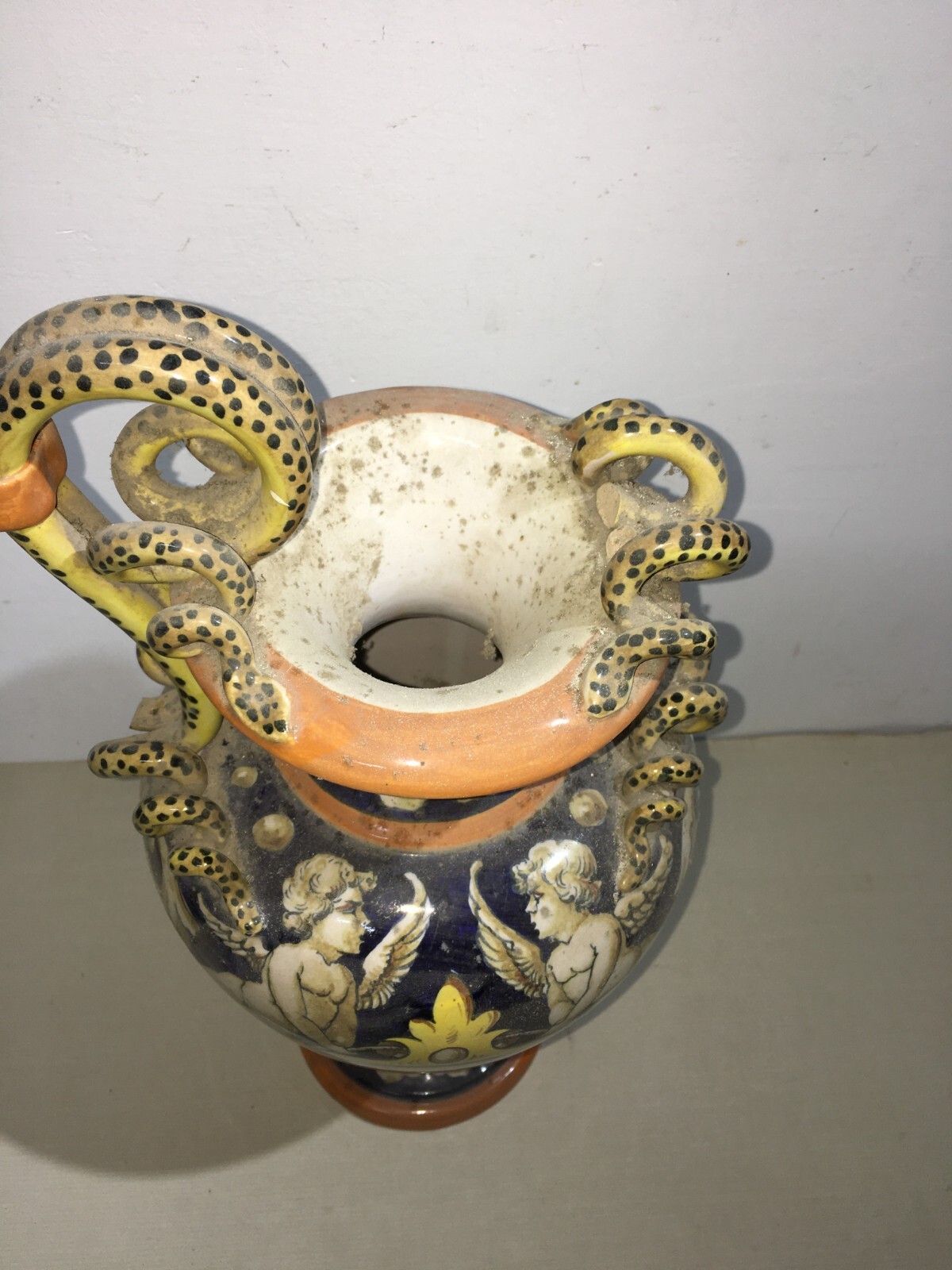 Ceramica Decorativa: Anfora Con Paesaggio E Angeli, Barraud Messeri (Bmc), Sesto Fiorentino
