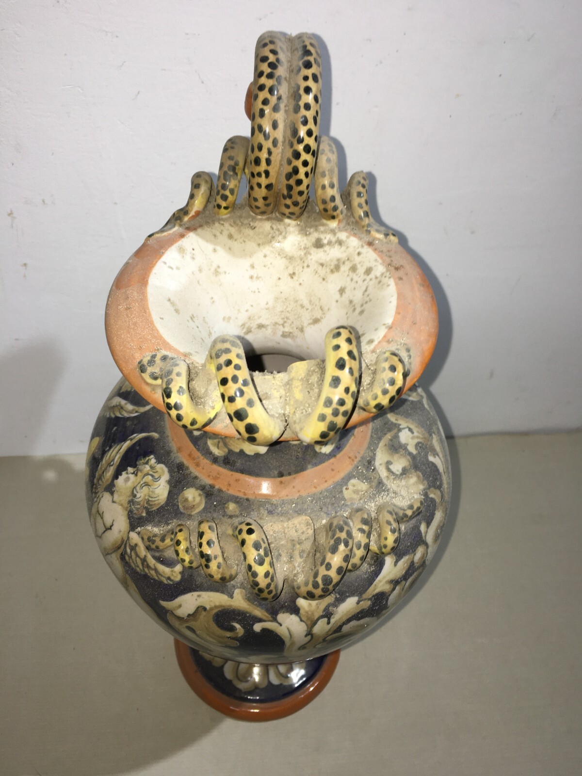 Ceramica Decorativa: Anfora Con Paesaggio E Angeli, Barraud Messeri (Bmc), Sesto Fiorentino