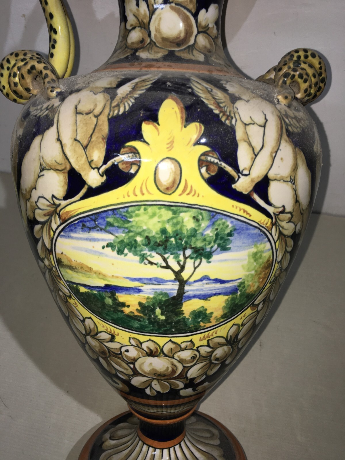 Ceramica Decorativa: Anfora Con Paesaggio E Angeli, Barraud Messeri (Bmc), Sesto Fiorentino