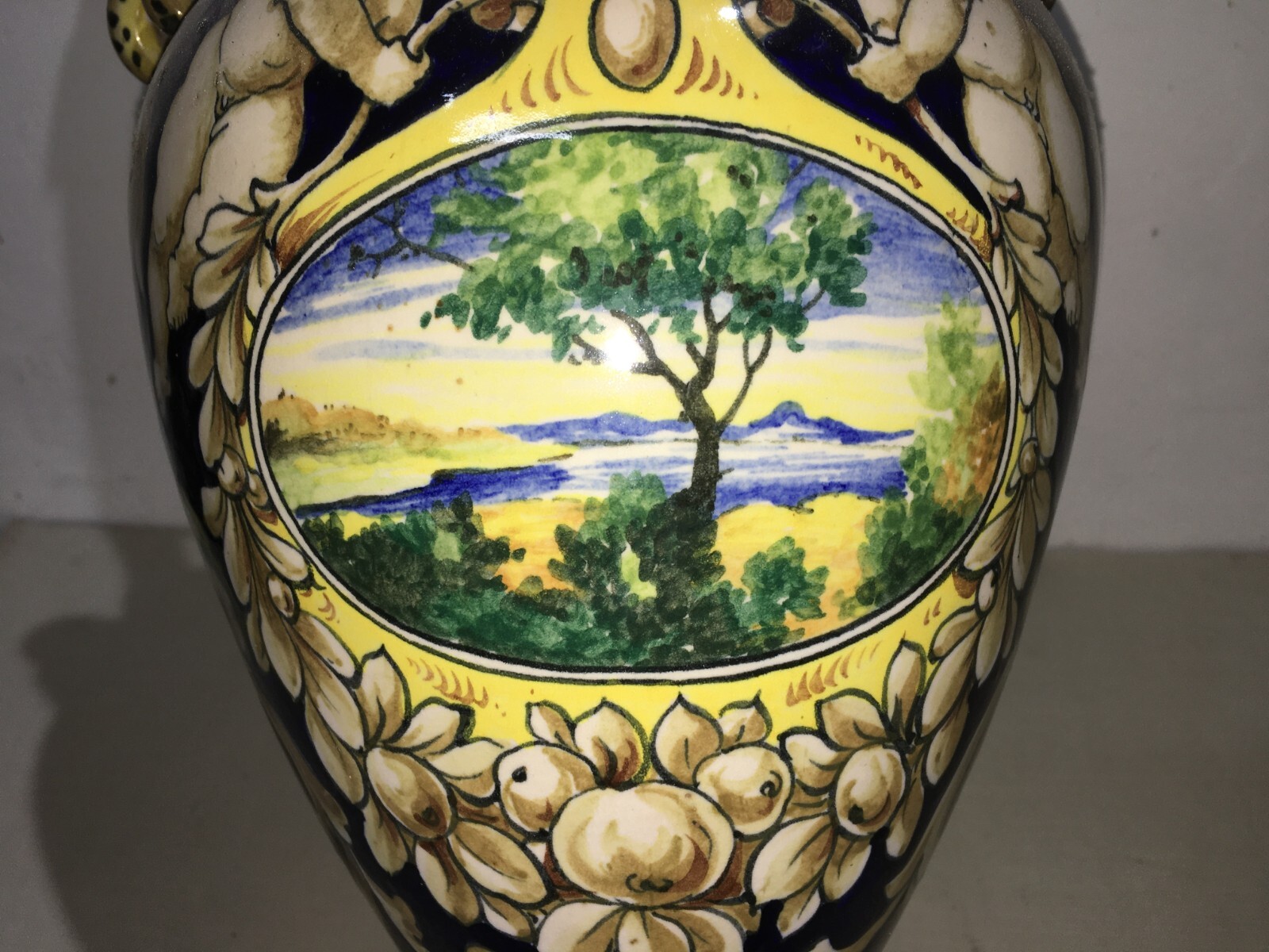 Ceramica Decorativa: Anfora Con Paesaggio E Angeli, Barraud Messeri (Bmc), Sesto Fiorentino