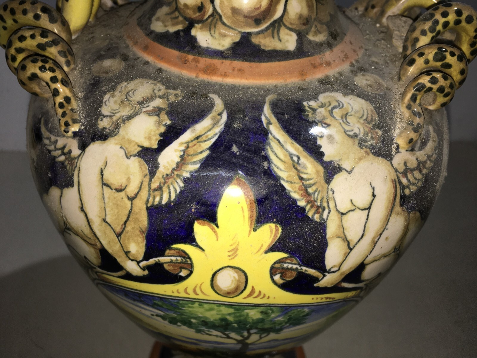 Ceramica Decorativa: Anfora Con Paesaggio E Angeli, Barraud Messeri (Bmc), Sesto Fiorentino