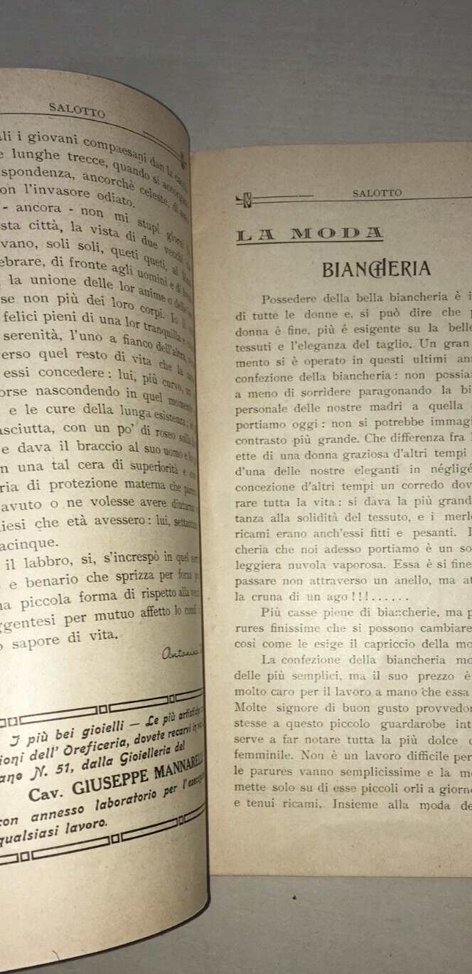 Puglia, Bari: Antica Rivista Salotto. Moda, Teatro, Mondanità. Lamacchia, Quercia, 1924