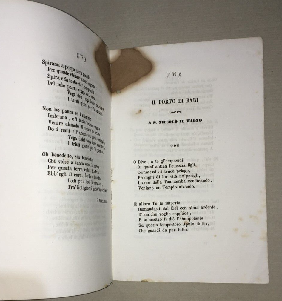 Puglia, Bari. Inaugurazione Del Porto: Discorsi E Poesie (1856)