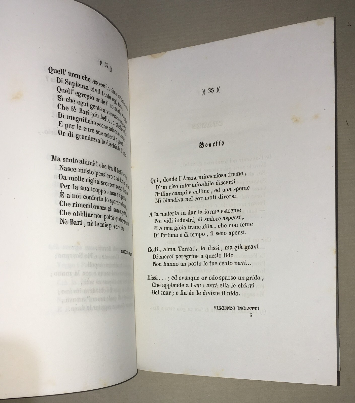 Puglia, Bari. Inaugurazione Del Porto: Discorsi E Poesie (1856)