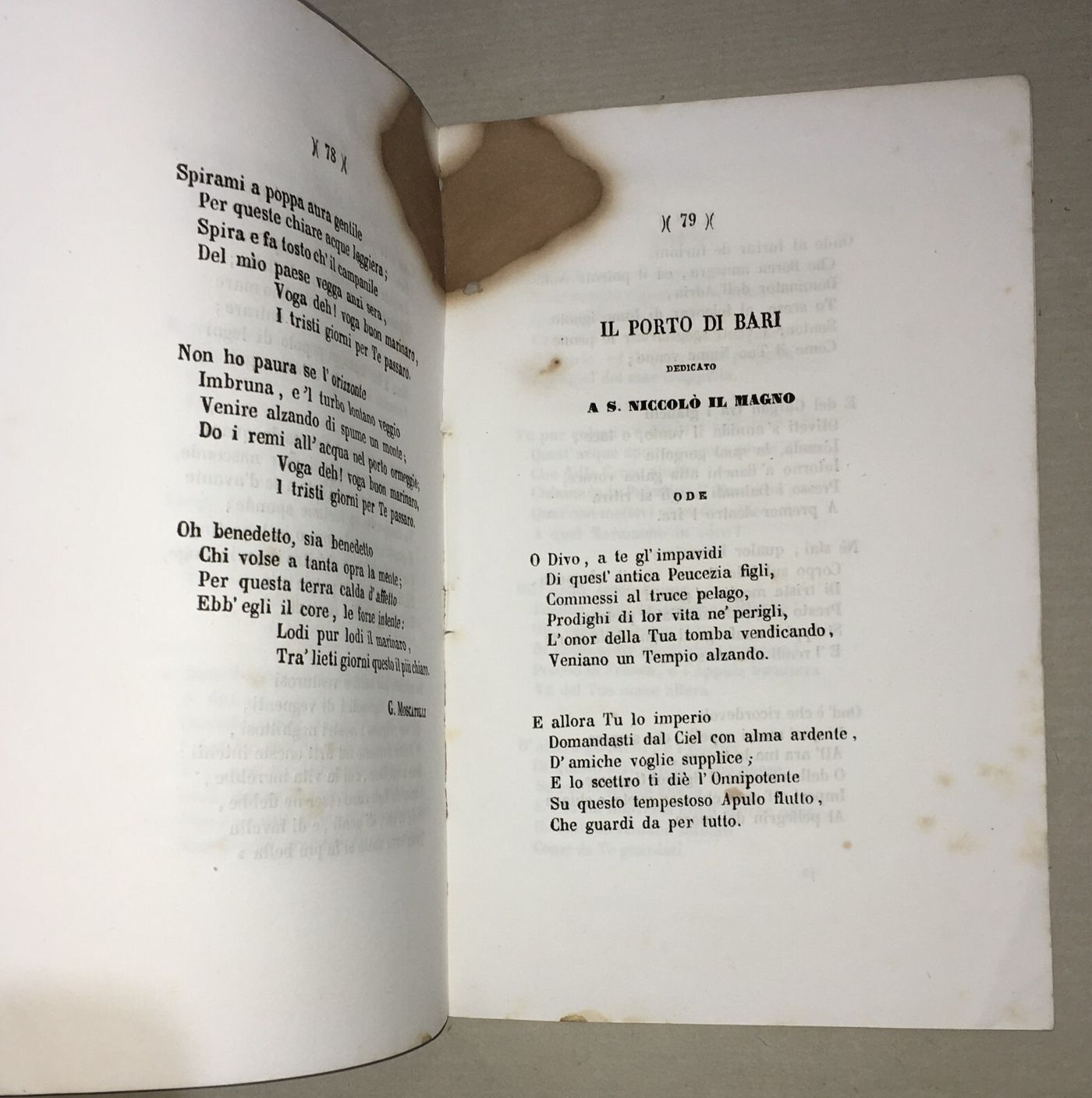 Puglia, Bari. Inaugurazione Del Porto: Discorsi E Poesie (1856)