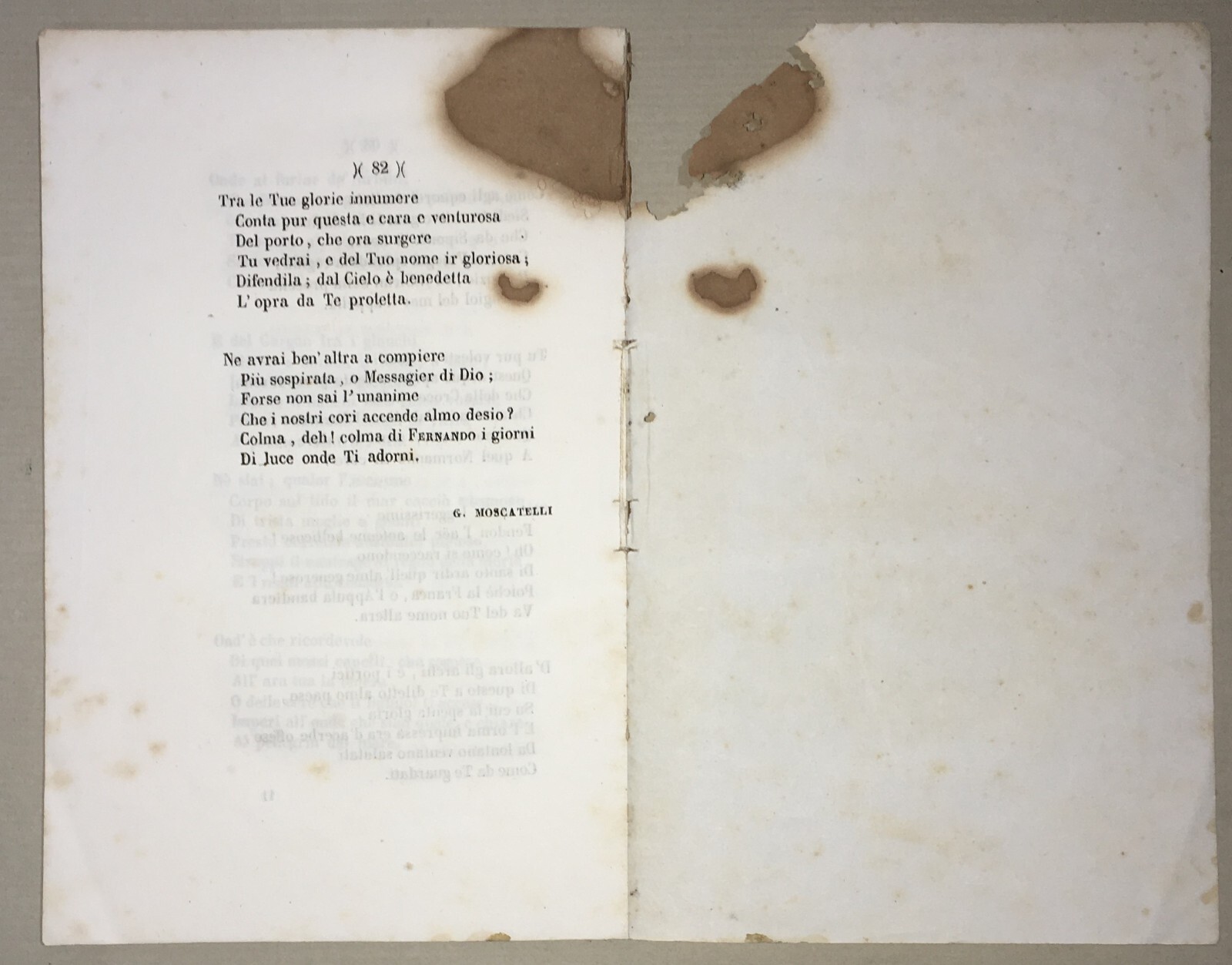 Puglia, Bari. Inaugurazione Del Porto: Discorsi E Poesie (1856)