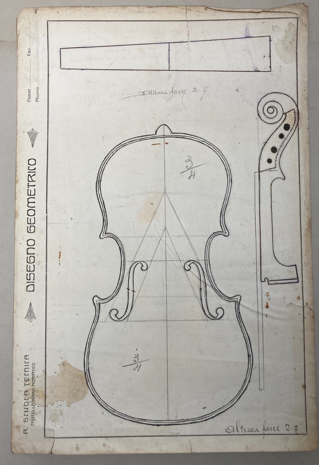 Musica, Strumenti Musicali, Liuteria, Violini: Antico Disegno Progetto, Abruzzo