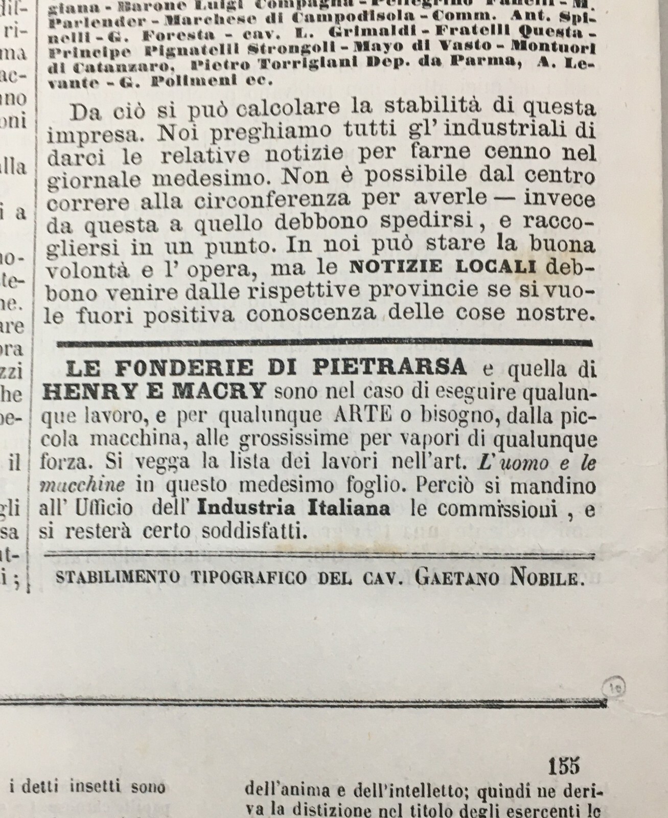 Economia, Industria Italiana, Napoli, Abruzzo E Bonifica Del Fucino (1863)