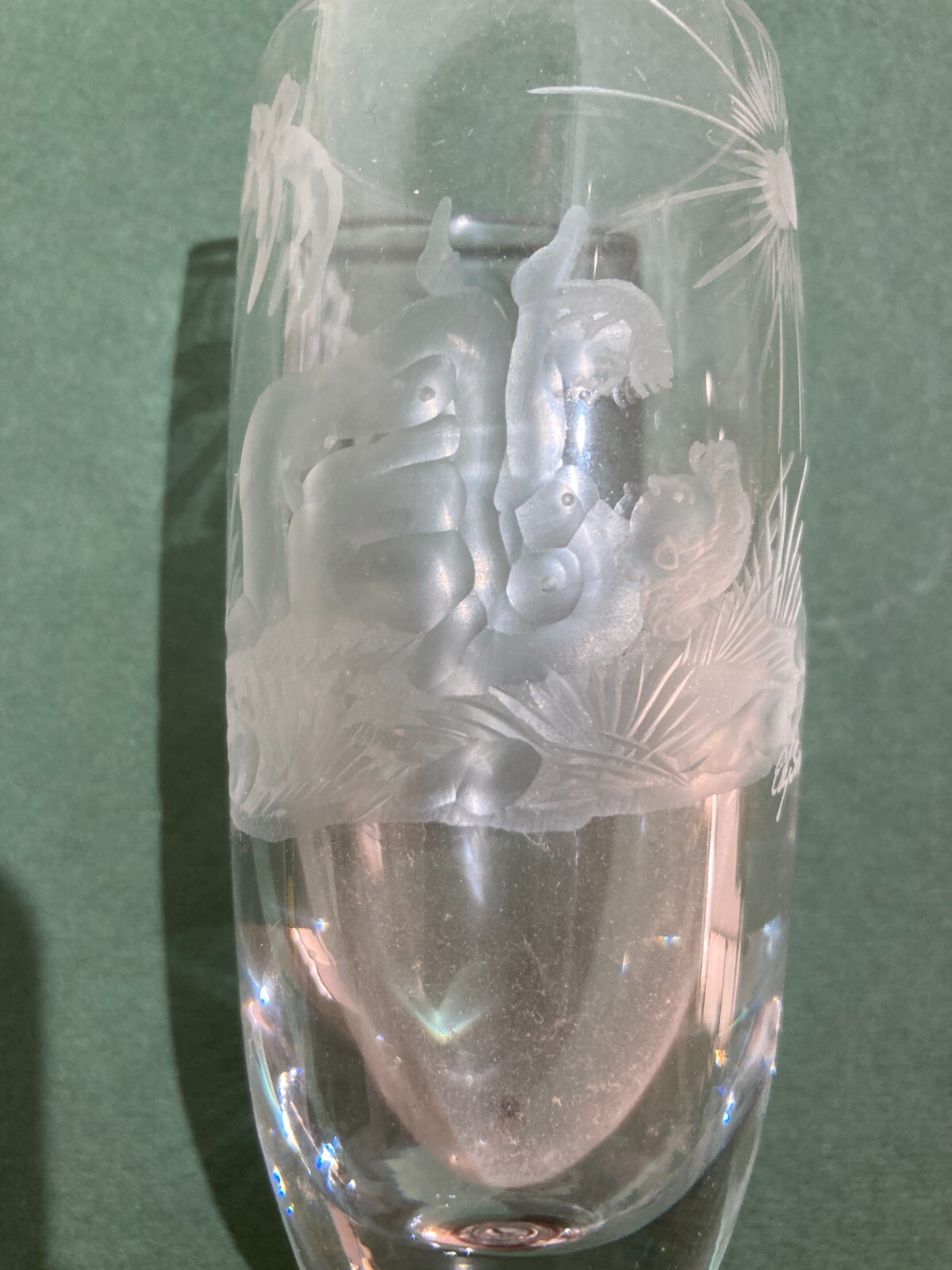 Bicchiere A Calice Inciso Con Scena Erotica In Vetro