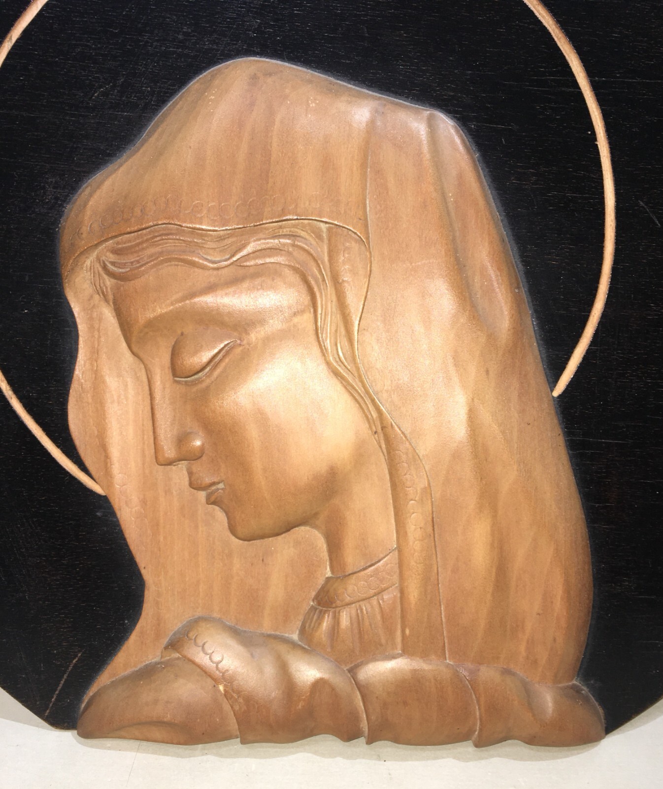 Pannello Ligneo Intagliato Con Madonna O Santa