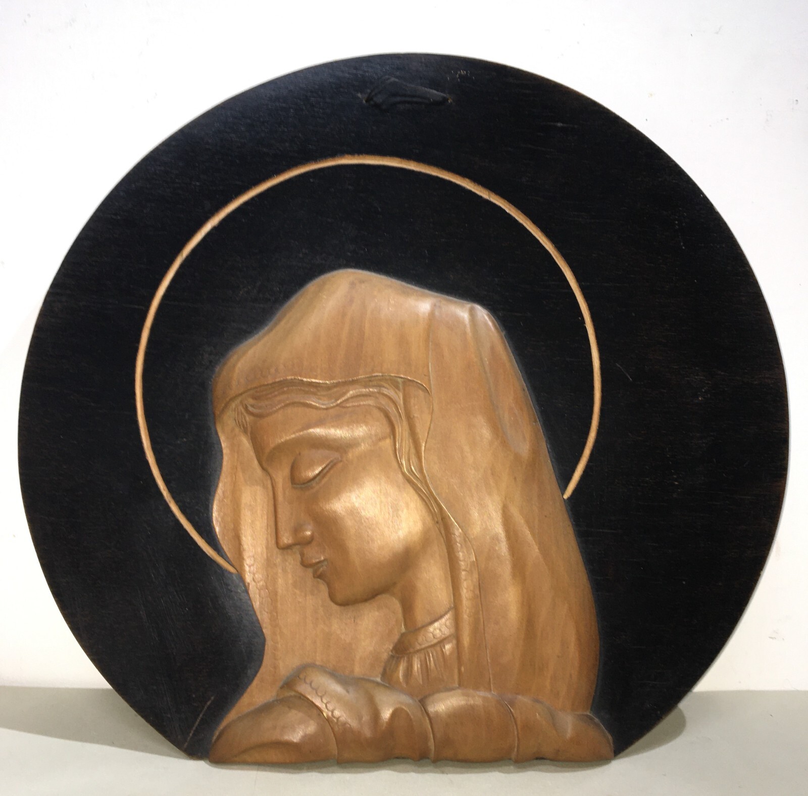 Pannello Ligneo Intagliato Con Madonna O Santa