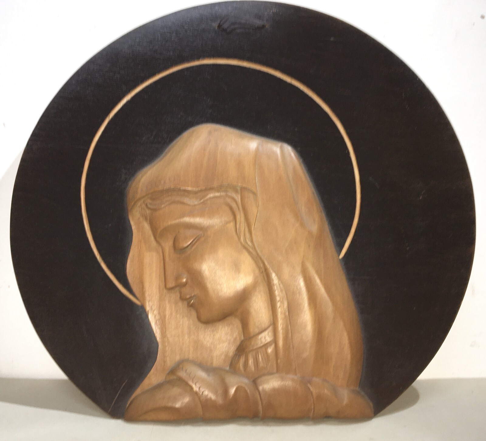 Pannello Ligneo Intagliato Con Madonna O Santa
