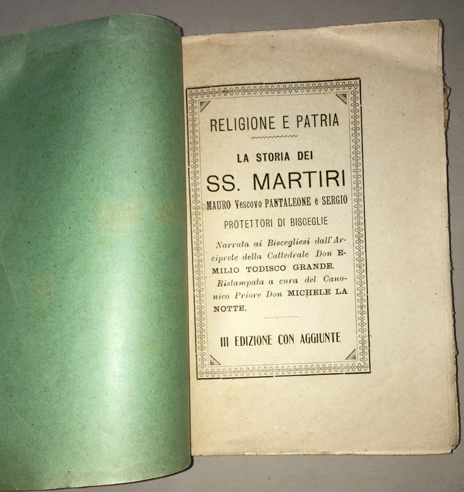 Puglia, Bisceglie, Santi Martiri, Todisco Grande, La Notte: Chiese E Santuari, 1924