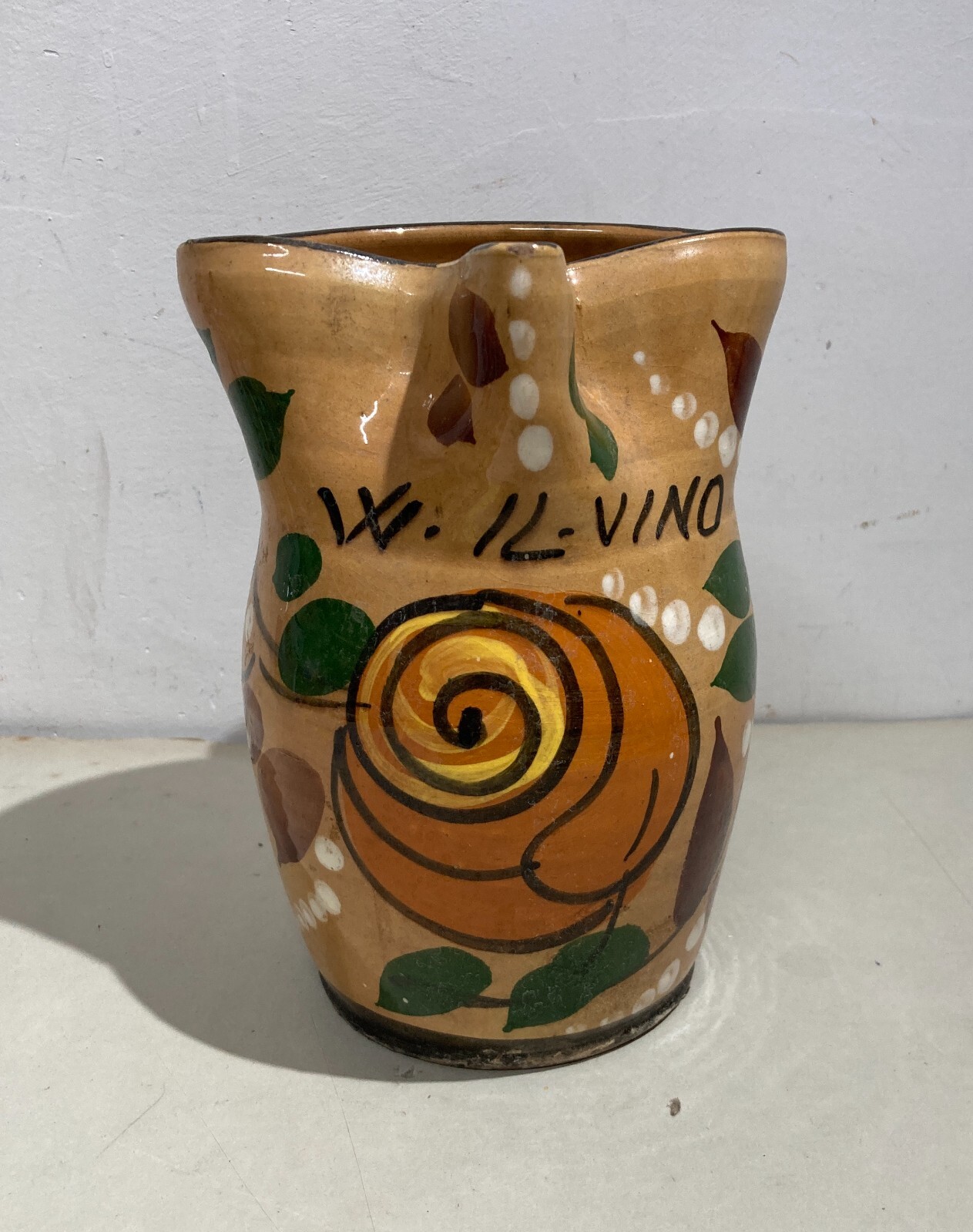 Ceramica Da Collezione, Enologia, Elogio Del Vino, Boccale d'Epoca, Decori Floreali