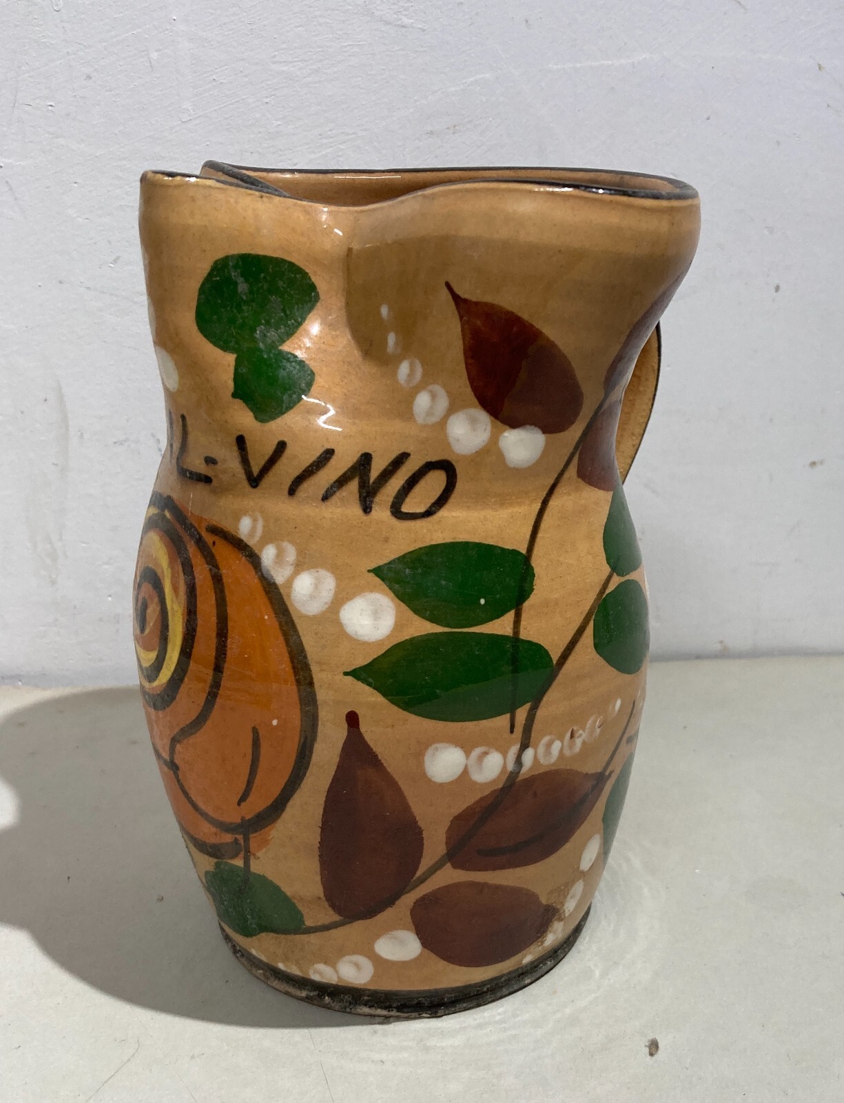Ceramica Da Collezione, Enologia, Elogio Del Vino, Boccale d'Epoca, Decori Floreali