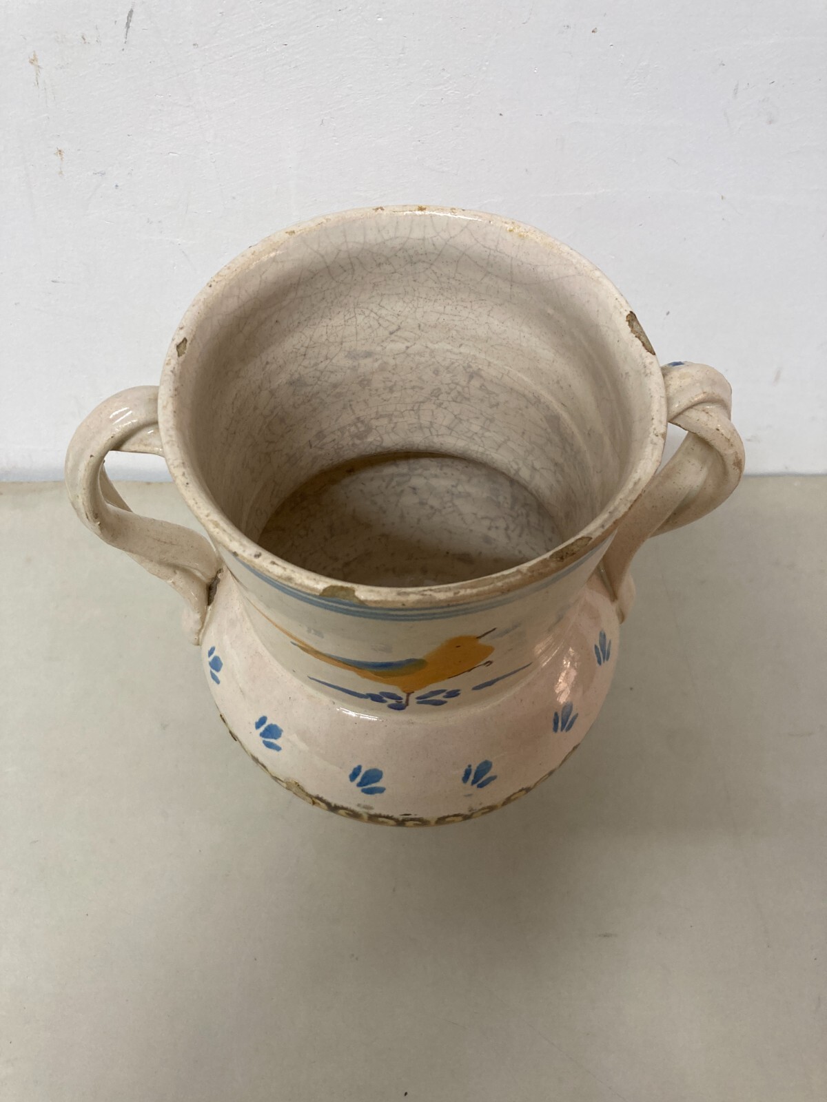 Ceramica Da Collezione, Puglia, Grottaglie. Boccale Con Uccellini, Antico, Decorativo