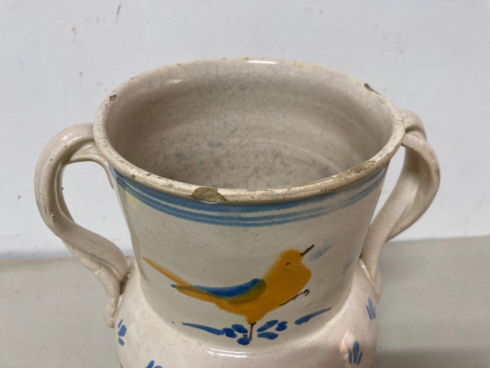Ceramica Da Collezione, Puglia, Grottaglie. Boccale Con Uccellini, Antico, Decorativo