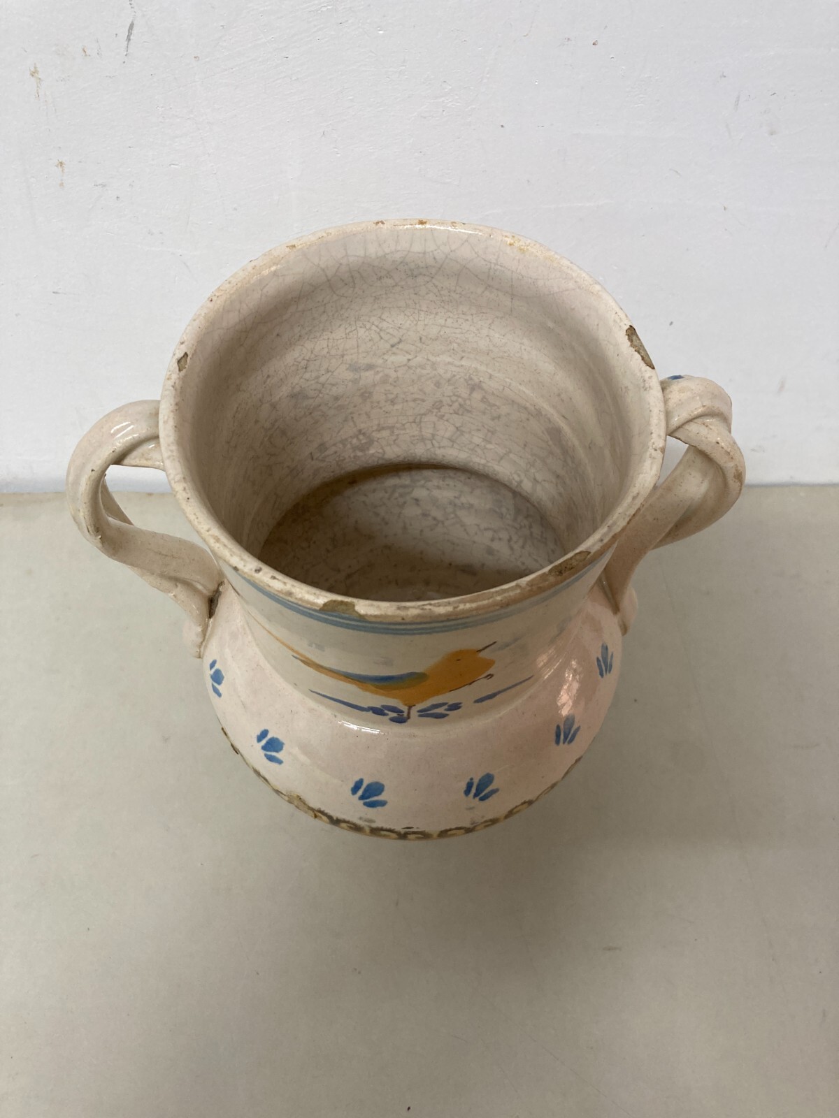 Ceramica Da Collezione, Puglia, Grottaglie. Boccale Con Uccellini, Antico, Decorativo