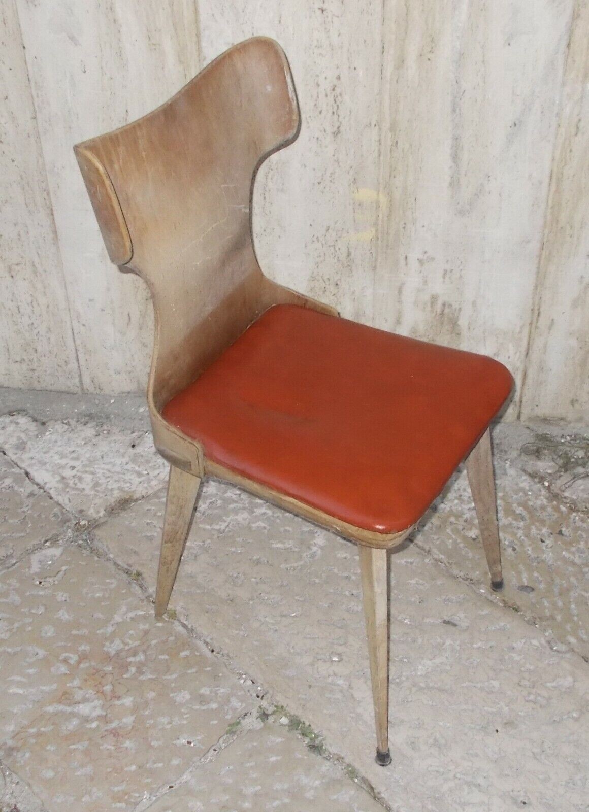Sedia Di Design Anni '50 In Legno Curvato