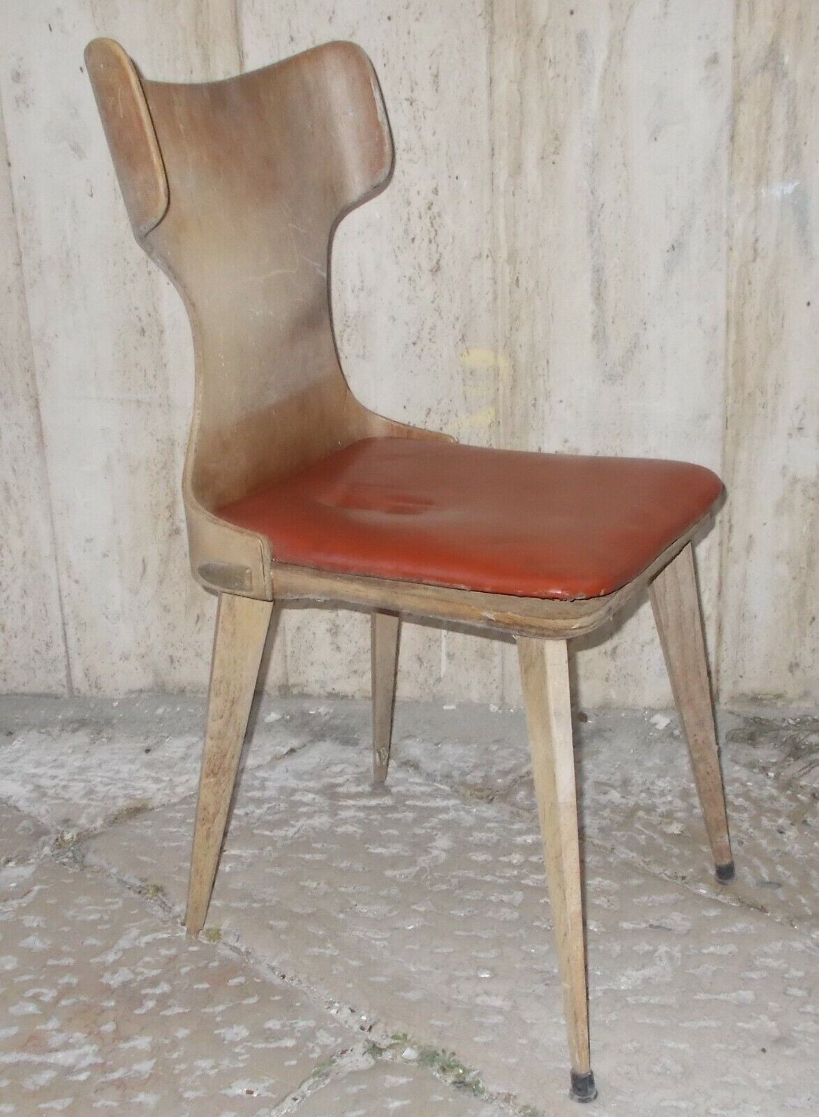 Sedia Di Design Anni '50 In Legno Curvato