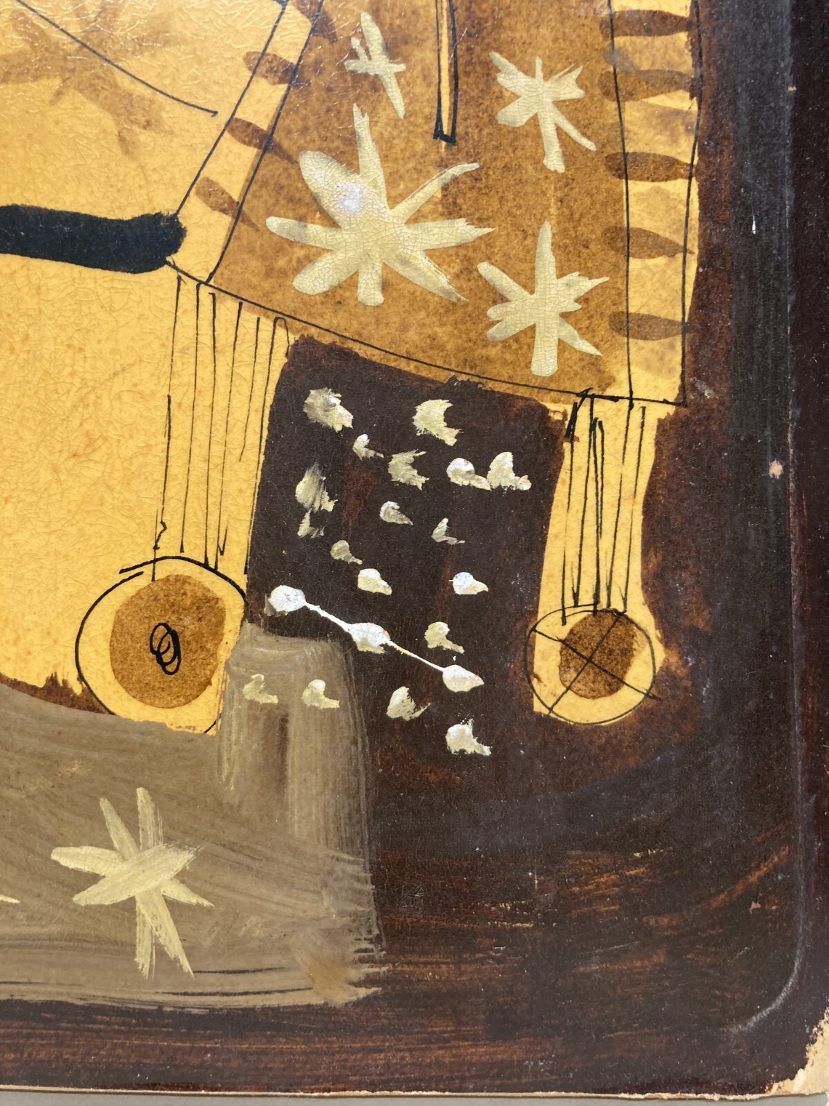 Scena Artistica Con Gatto E Figura Con Palloncini, Arlecchino E Maschere, Anni '60