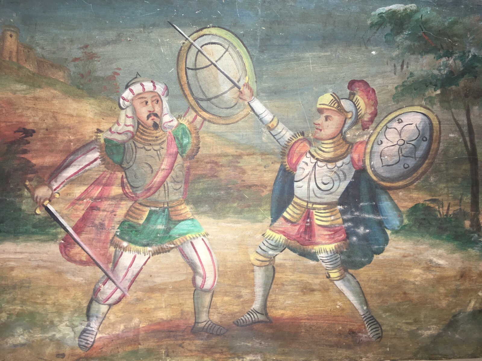 Teatro Folklorico Siciliano: Marionette, Duello, Dipinto Su Legno Decorativo