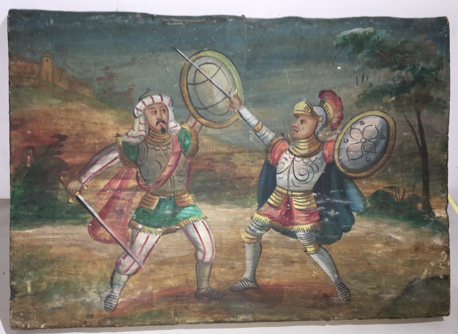 Teatro Folklorico Siciliano: Marionette, Duello, Dipinto Su Legno Decorativo