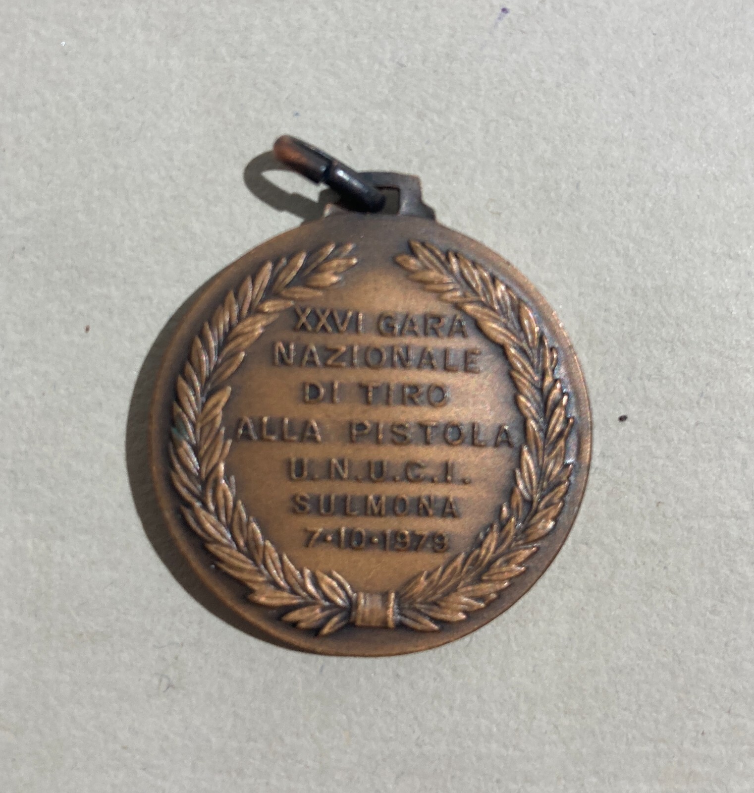 Sulmona, Medaglia Artistica XXVI Gara Nazionale Di Tiro Alla Pistola U.N.U.C.I., 1979