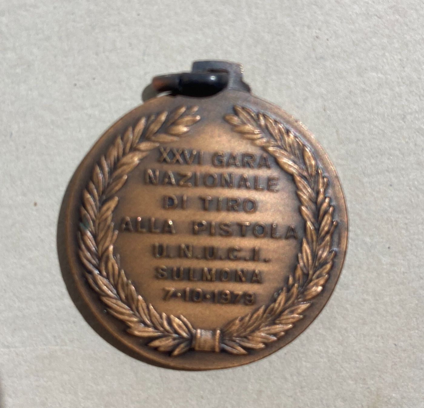 Sulmona, Medaglia Artistica XXVI Gara Nazionale Di Tiro Alla Pistola U.N.U.C.I., 1979