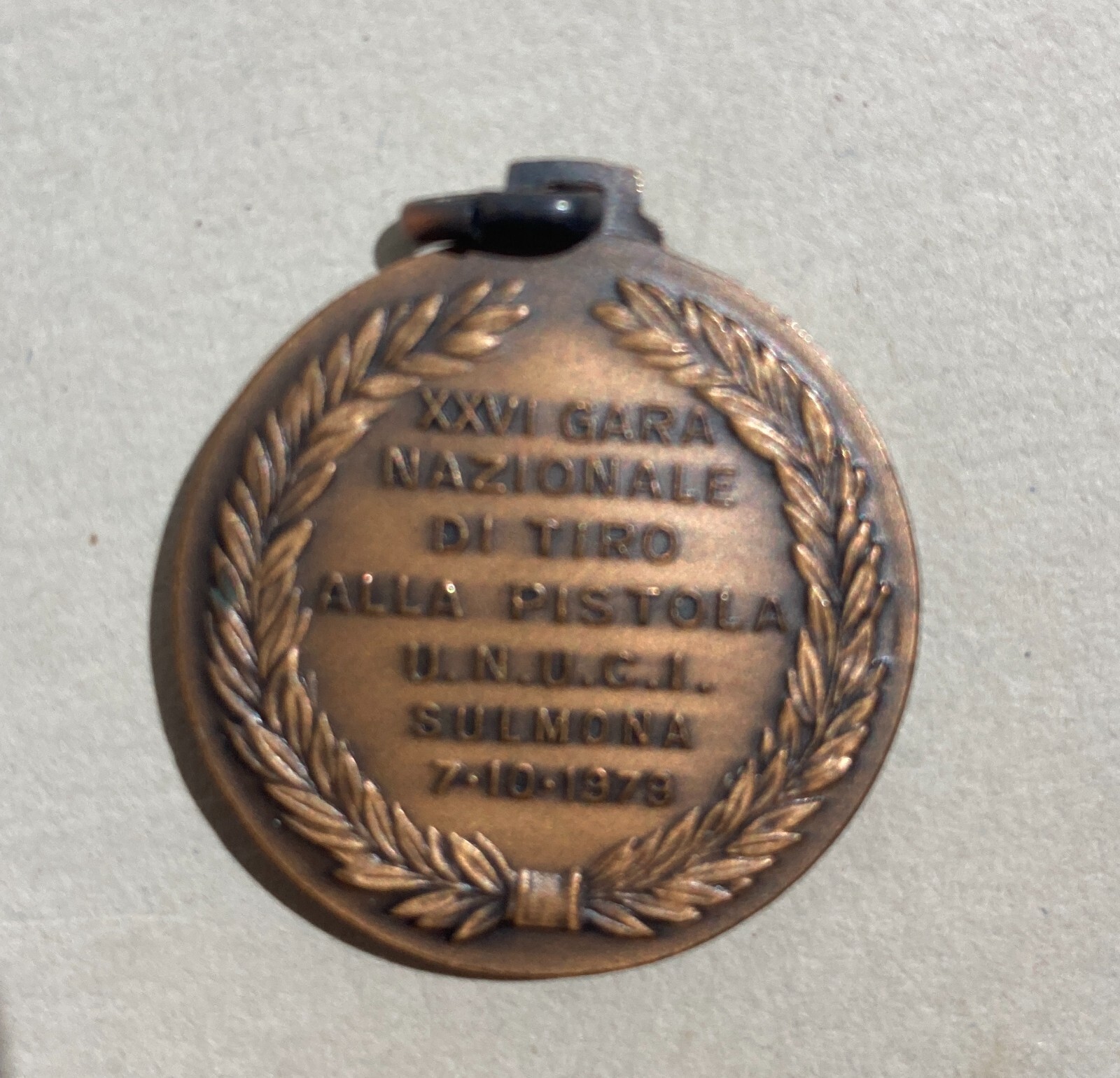 Sulmona, Medaglia Artistica XXVI Gara Nazionale Di Tiro Alla Pistola U.N.U.C.I., 1979