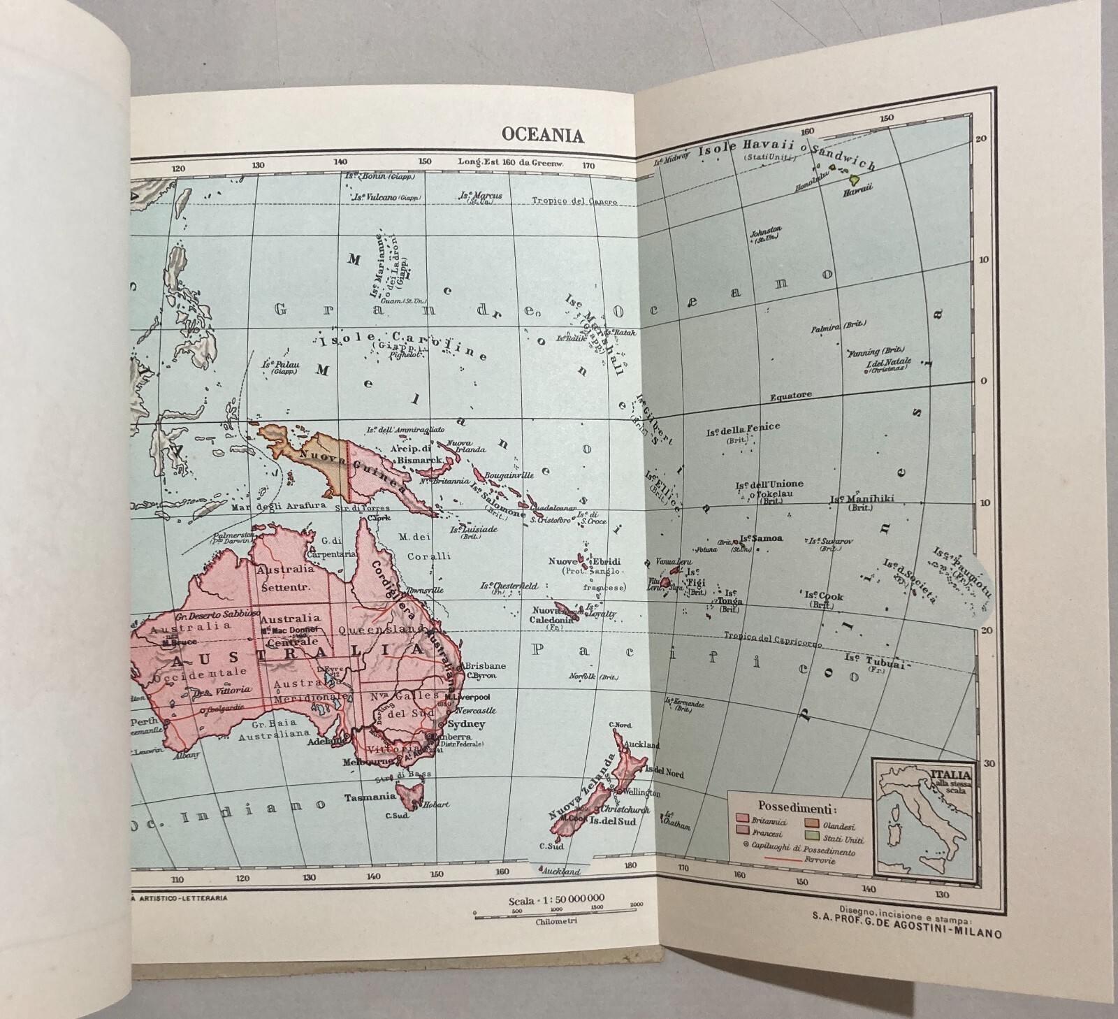 Geografia: Atlante Geografico Pubblicitario Bisleri Con Mappe De Agostini