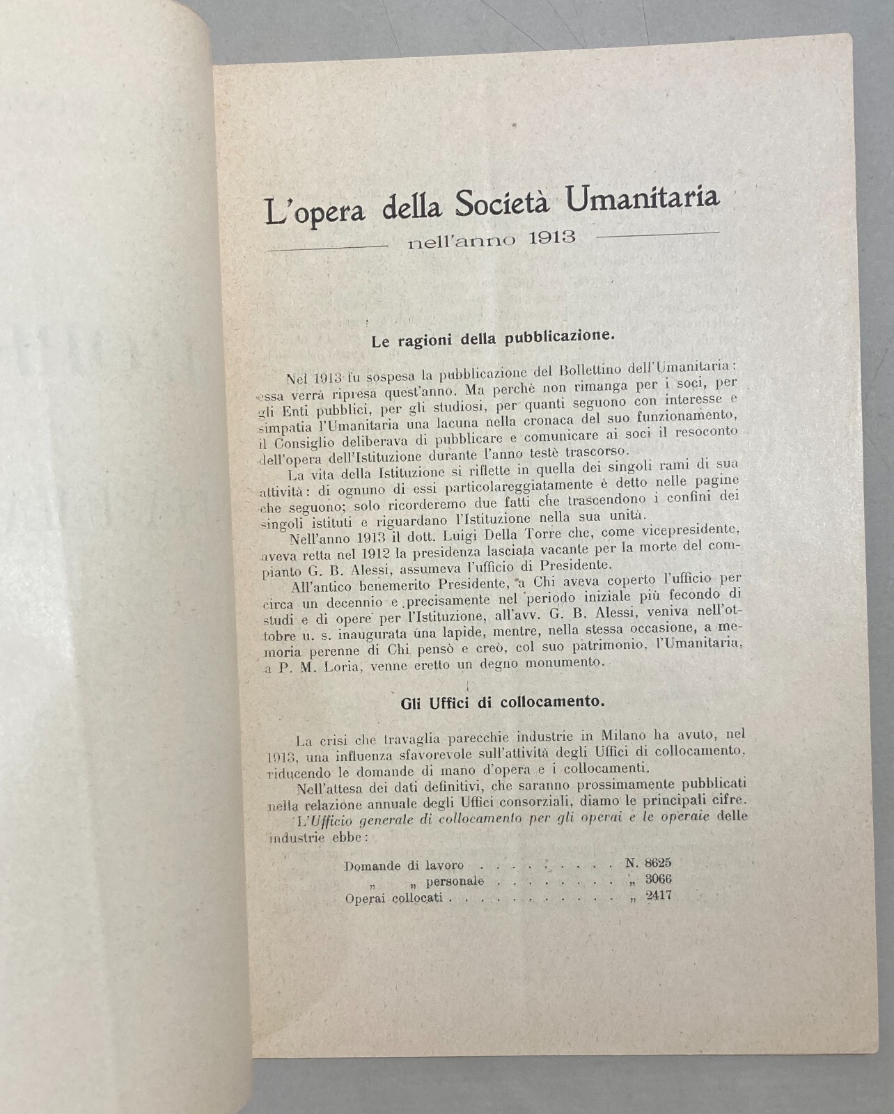 Società Umanitaria Milano: L'Opera Della Società Umanitaria Nell'Anno 1913