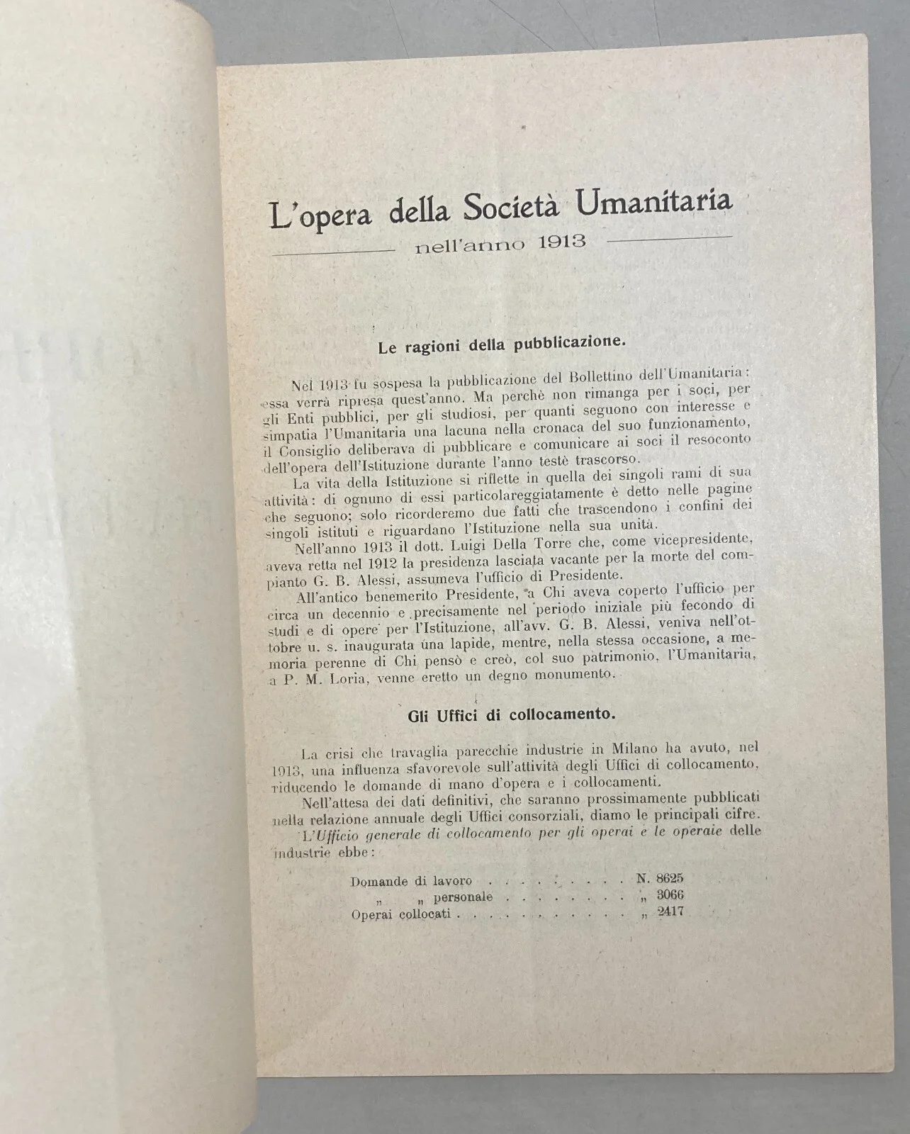 Società Umanitaria Milano: L'Opera della Società Umanitaria nell'Anno 1913