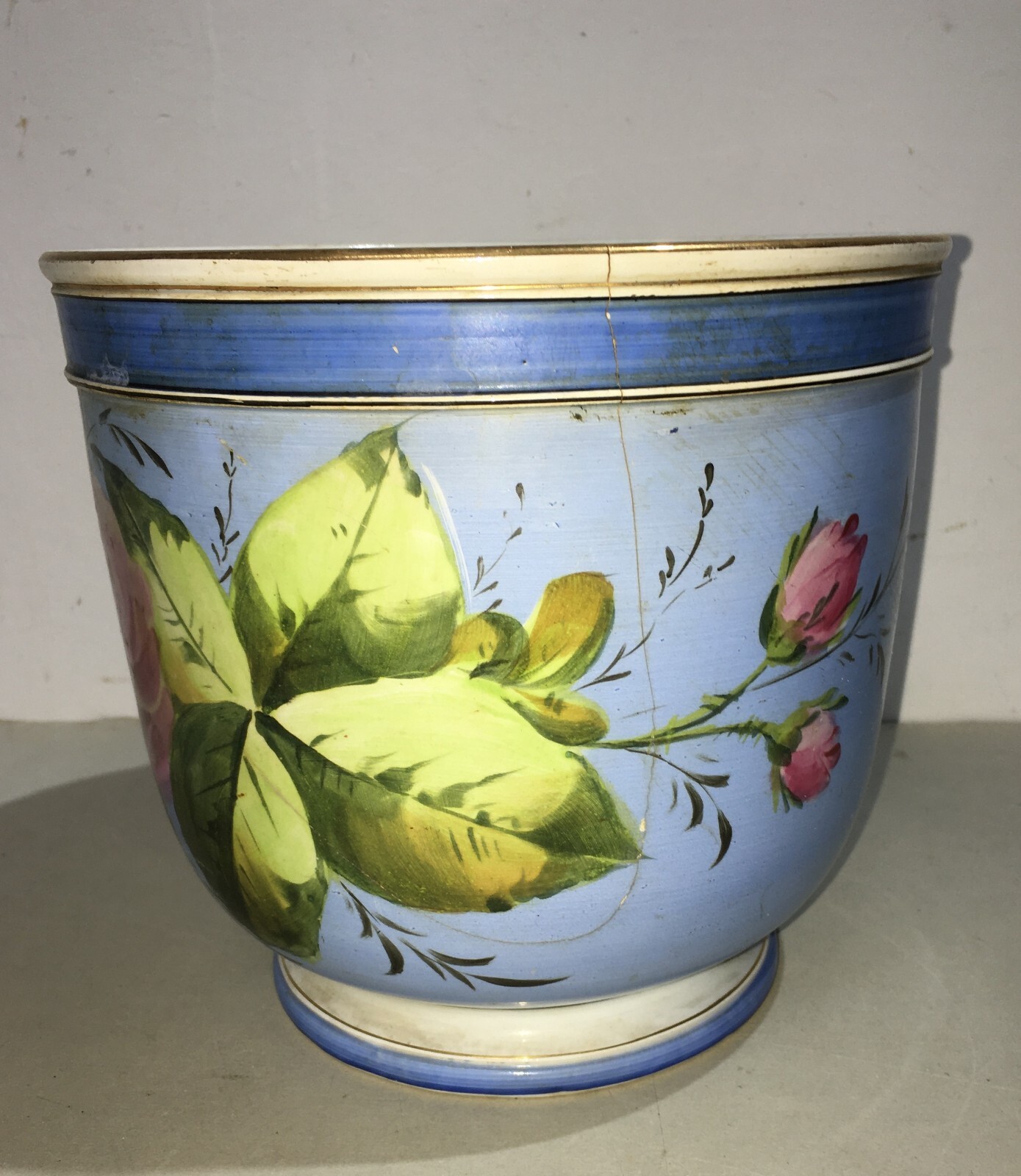 Soprammobile Decorativo In Ceramica Con Decoro Floreale, Laveno (cachepot)