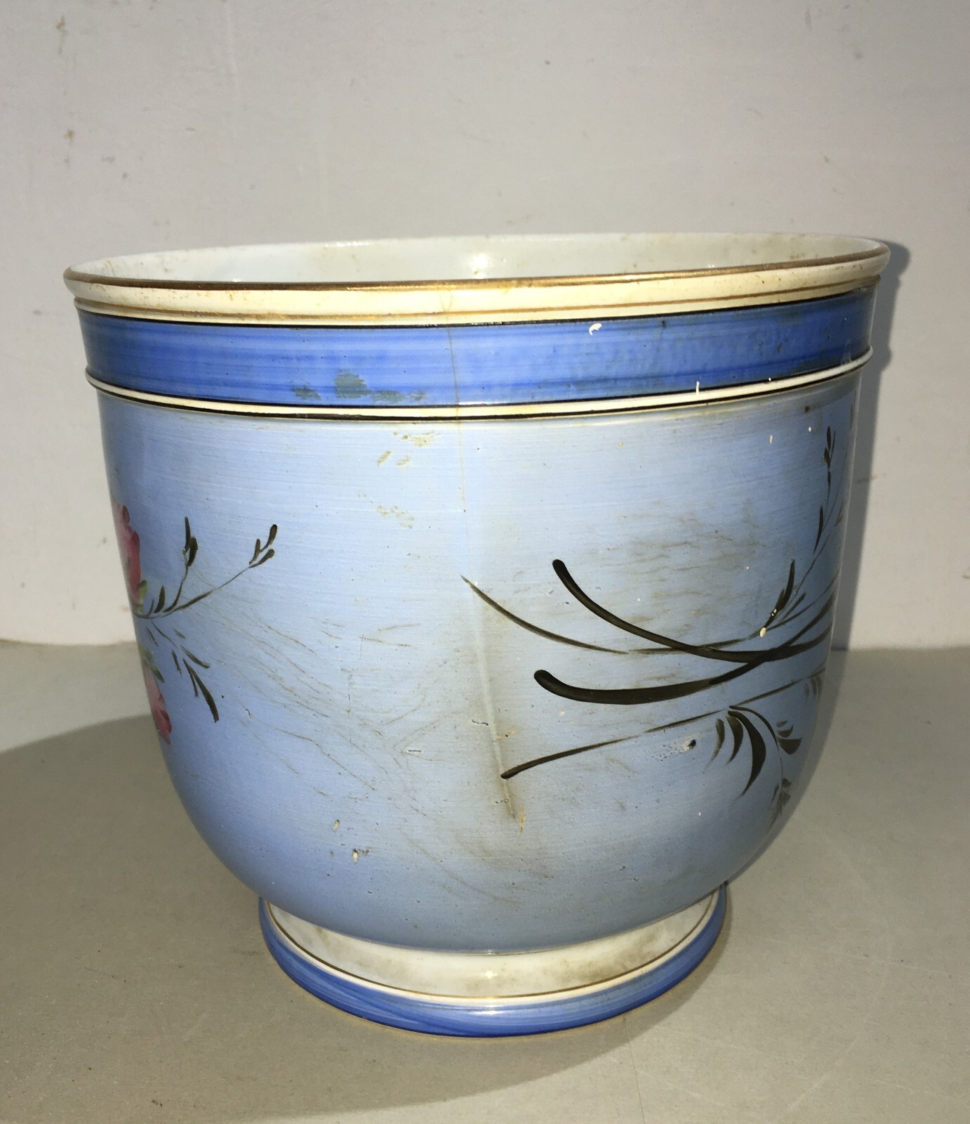 Soprammobile Decorativo In Ceramica Con Decoro Floreale, Laveno (cachepot)