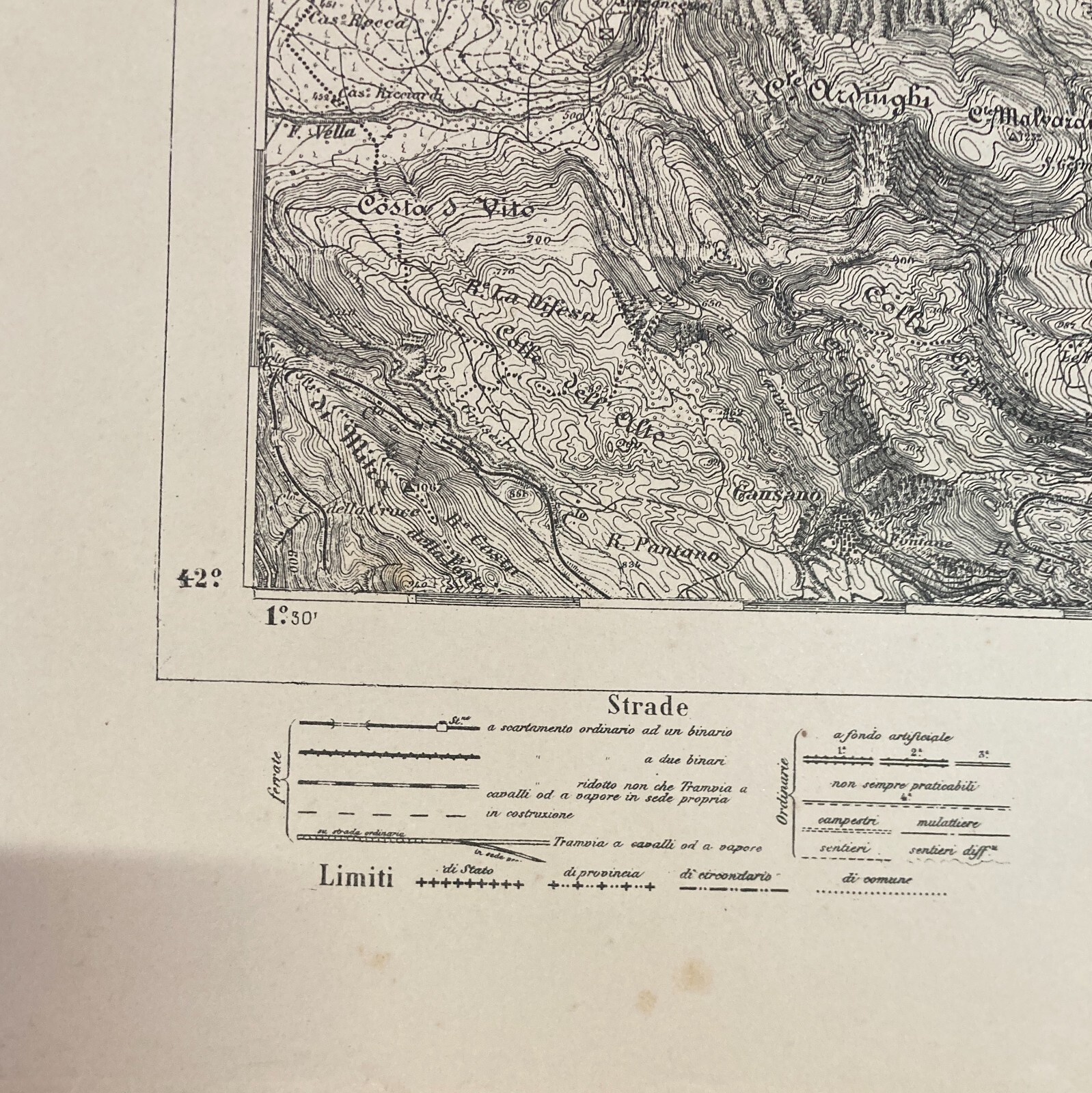 Abruzzo, Pescara, Caramanico: Antica Cartografia E Topografia d'Epoca