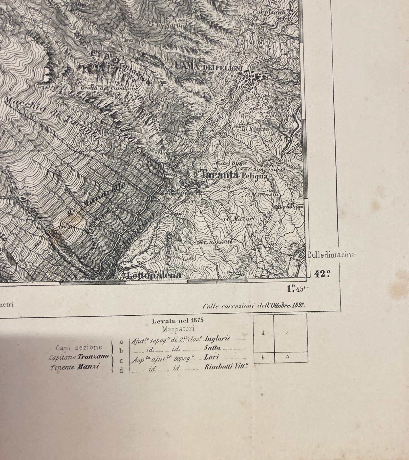 Abruzzo, Pescara, Caramanico: Antica Cartografia E Topografia d'Epoca
