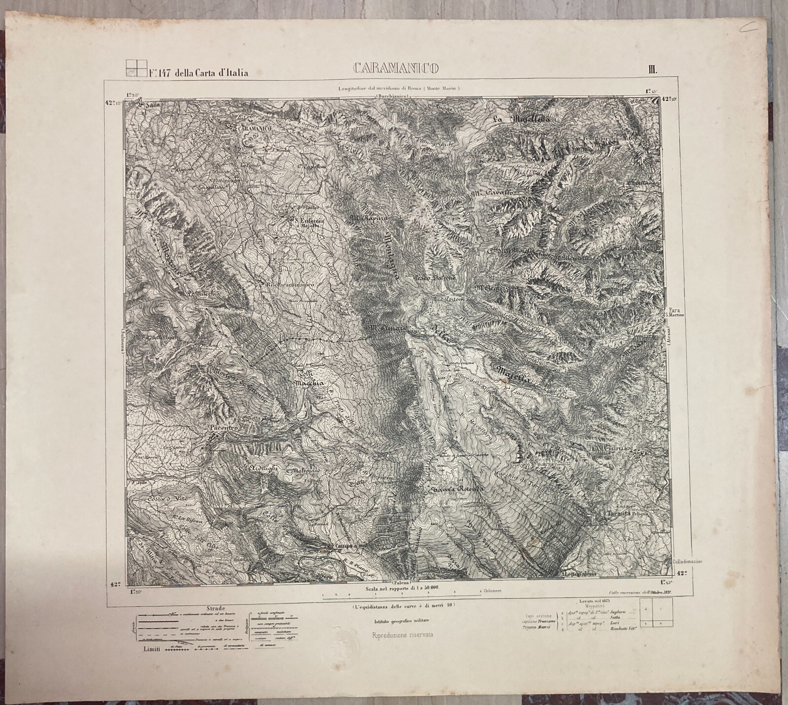 Abruzzo, Pescara, Caramanico: Antica Cartografia E Topografia d'Epoca