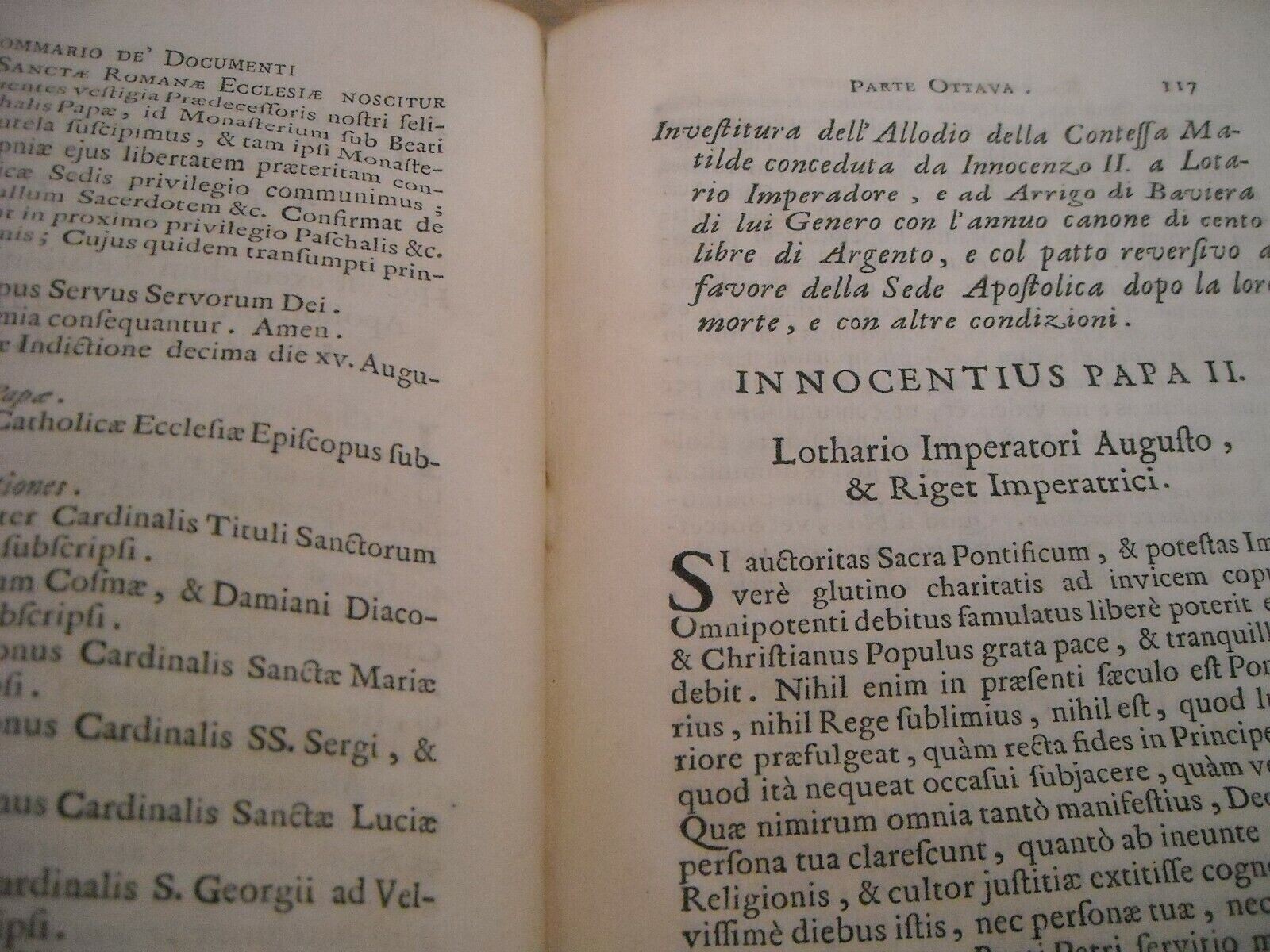 Emilia, Parma, Piacenza: Atti Di Dominio Dei Romani Pontefici Giulio II, Matilde, Fano 1741
