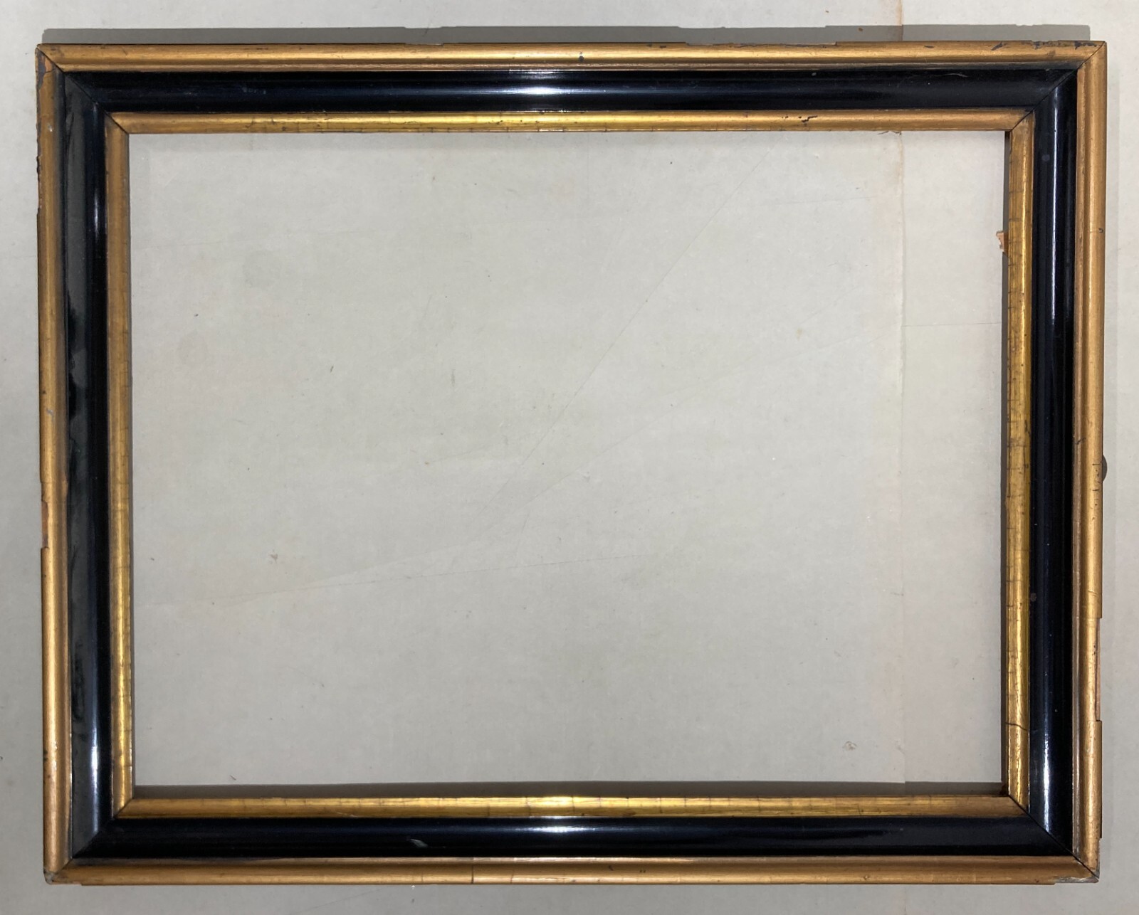 Antica Cornice In Legno Ebanizzato E Dorato