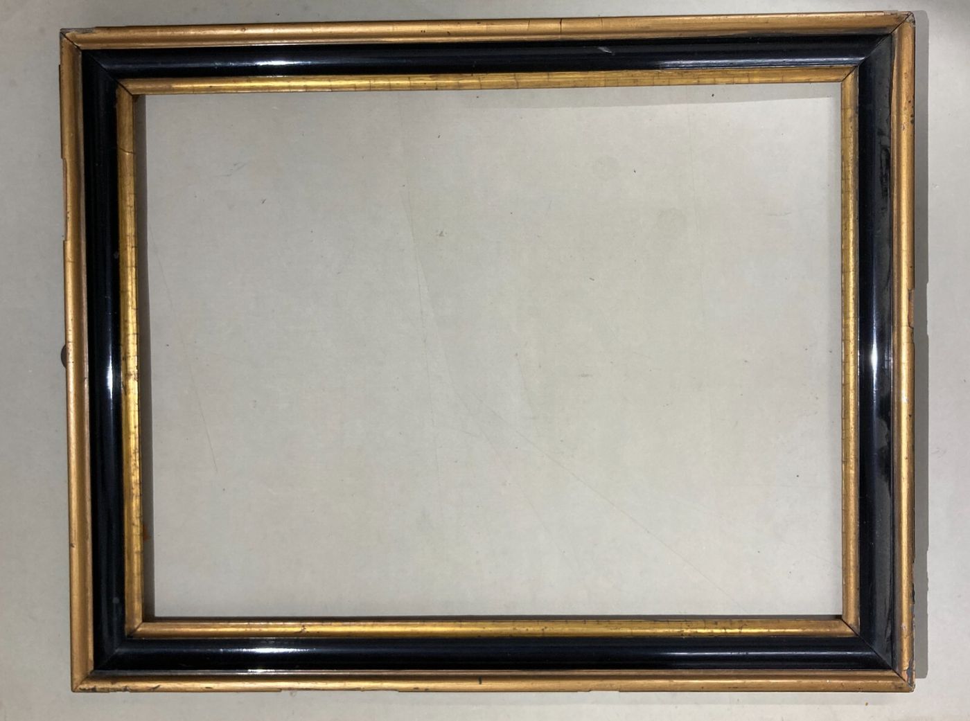 Antica Cornice In Legno Ebanizzato E Dorato