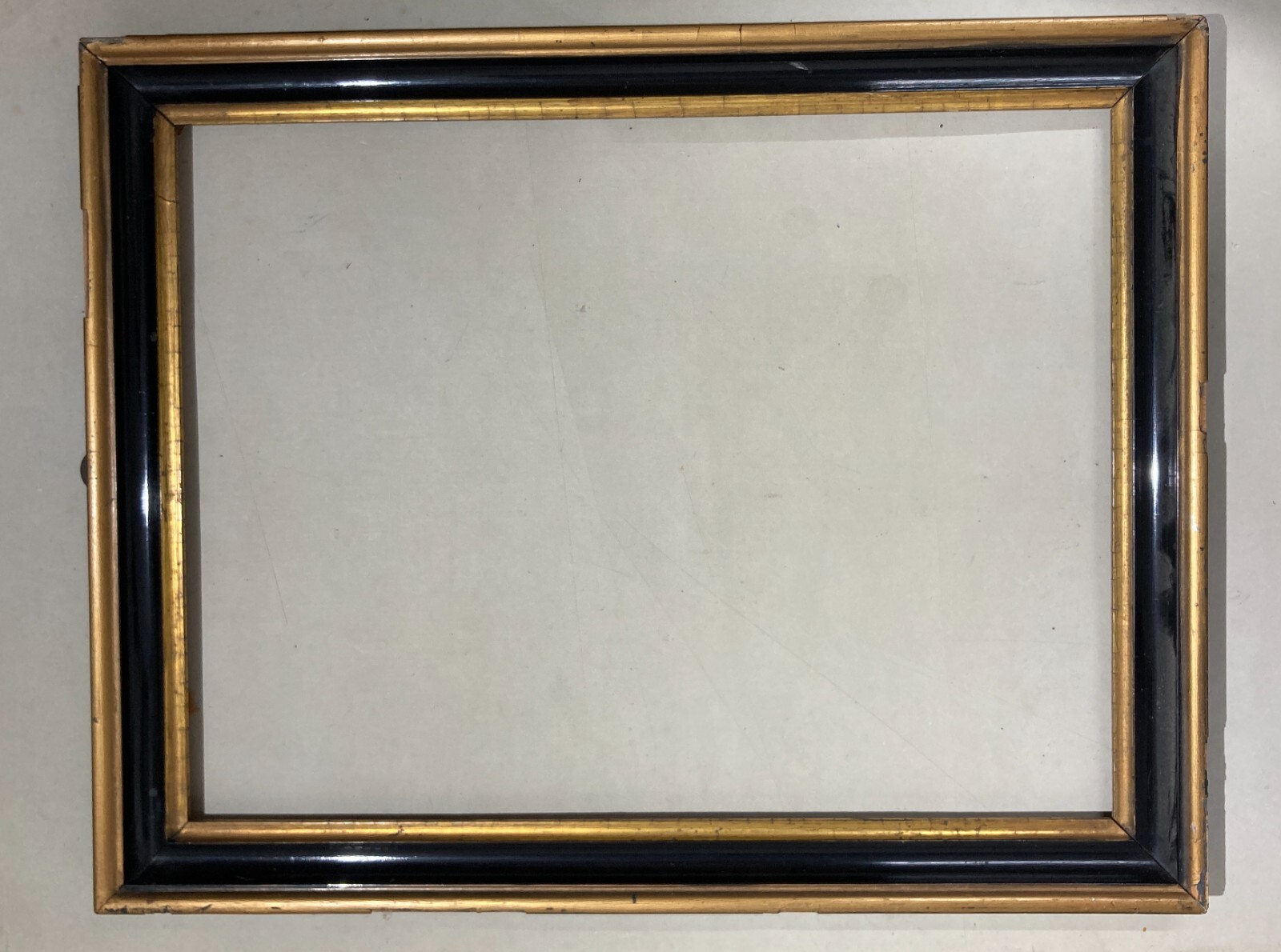Antica Cornice In Legno Ebanizzato E Dorato