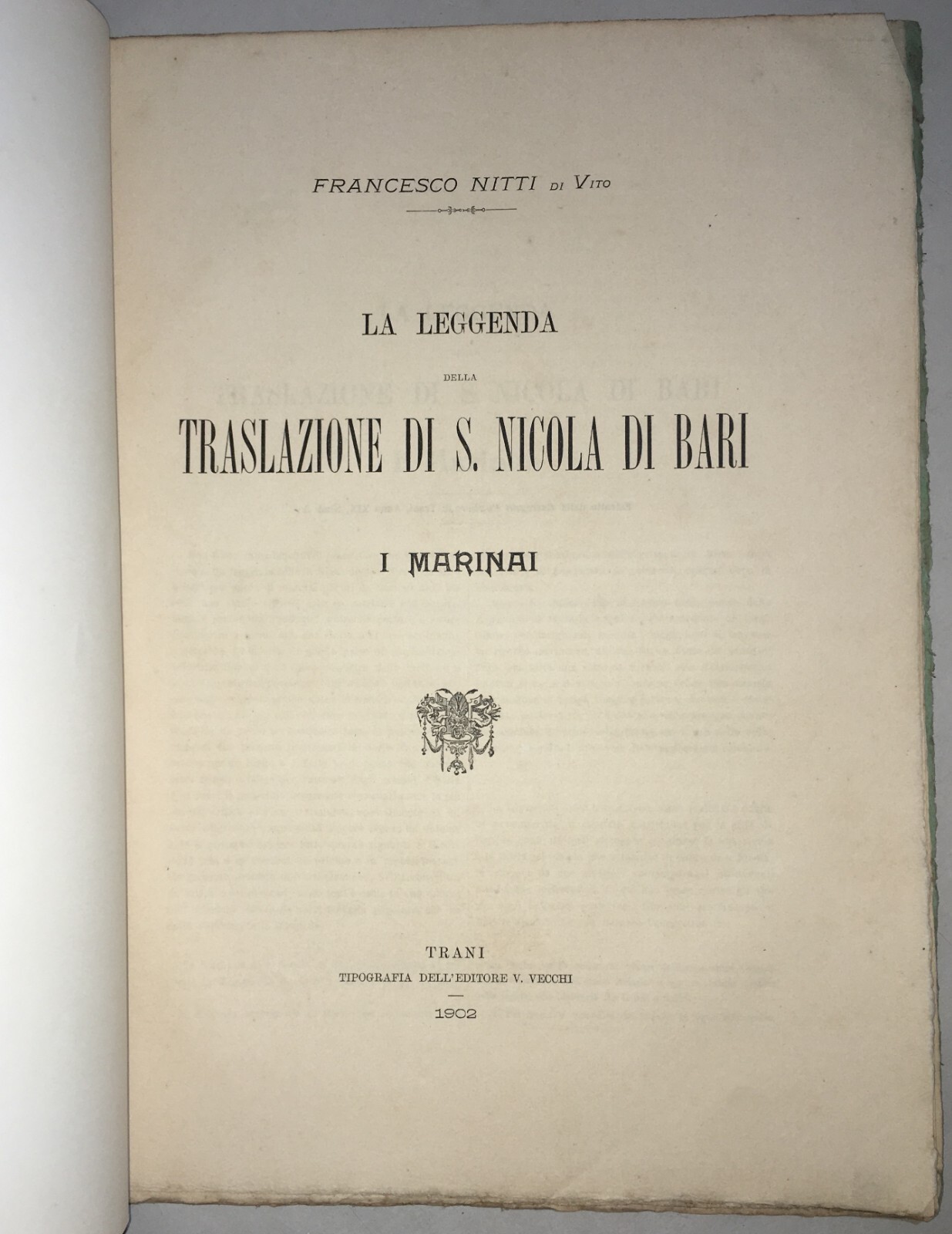 Puglia   Traslazione Di San Nicola   I Marinai   Antica Edizione   Francesco Nitti   1902