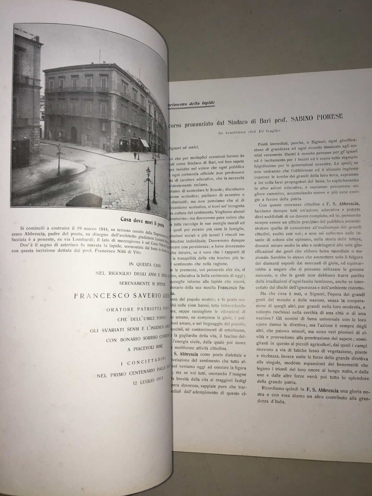 Francesco Saverio Abbrescia Nel Primo Centenario Dalla Nascita (1913)