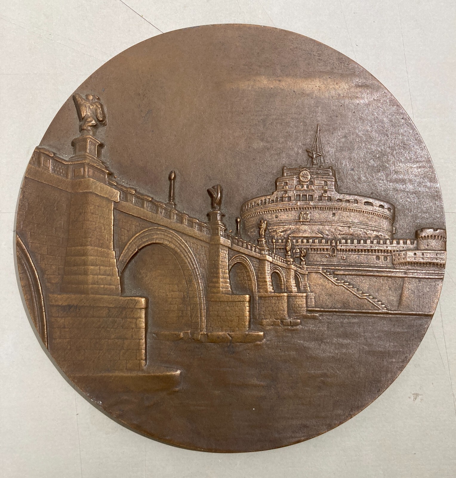 Roma, Castel Sant'Angelo E Ponte. Veduta Prospettica. Placca Bronzea
