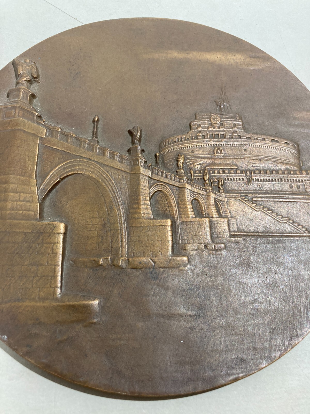 Roma, Castel Sant'Angelo E Ponte. Veduta Prospettica. Placca Bronzea