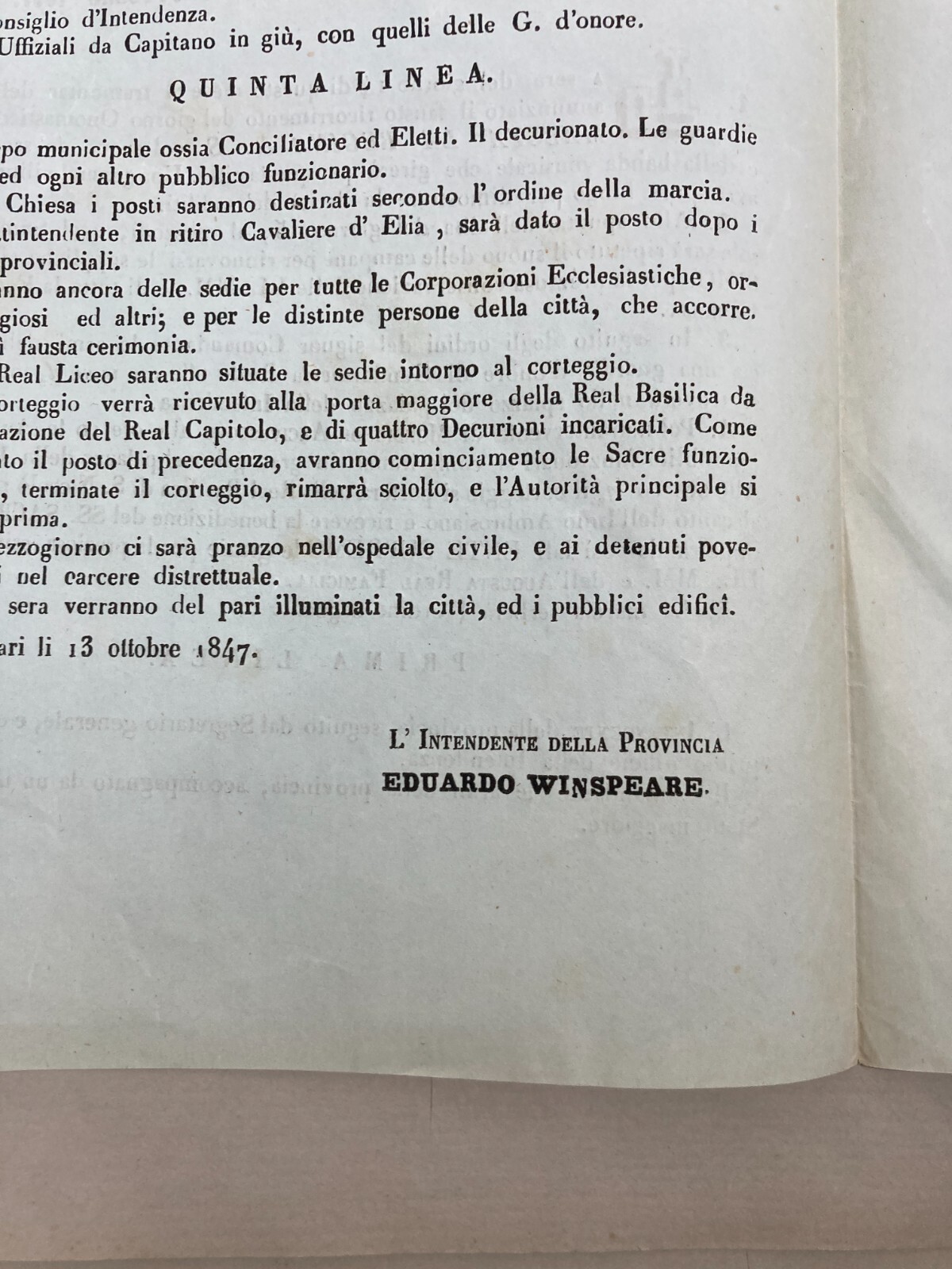 Puglia, Bari, Borboni: Festeggiamenti Per L'Onomastico Della Regina, 1847