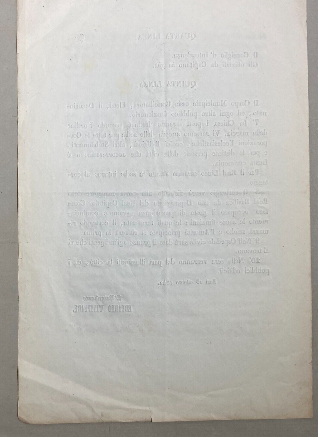 Puglia, Bari, Borboni: Festeggiamenti Per L'Onomastico Della Regina (1842)