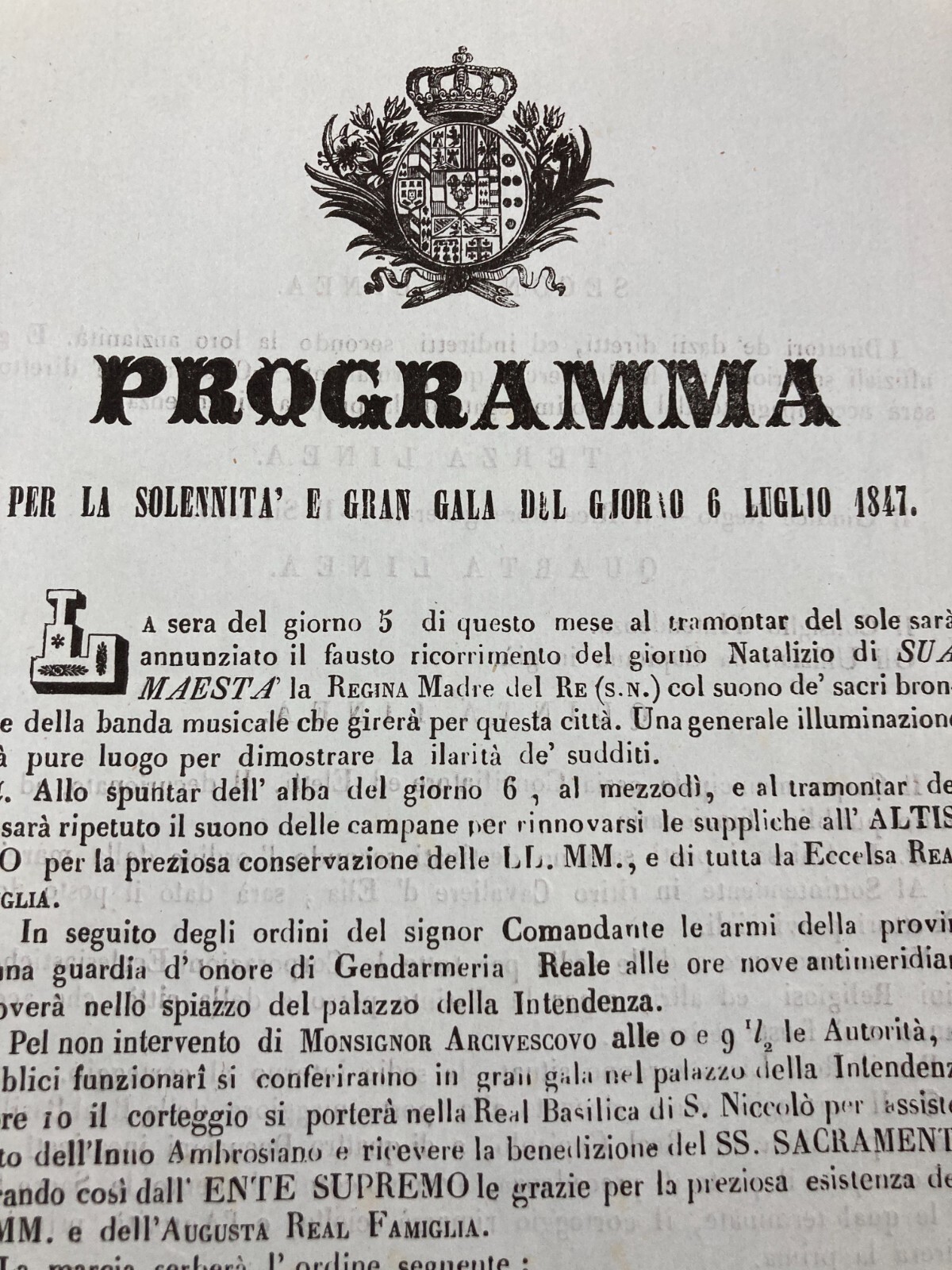 Puglia, Bari, Borboni. Festeggiamenti Per Il Compleanno Della Regina (1847)
